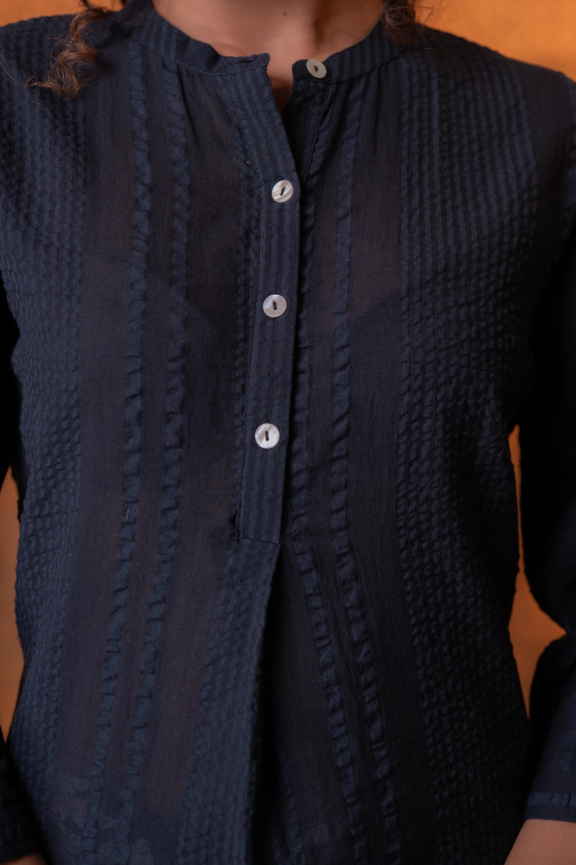 Black Cotton A-Line Kurta Pant Set