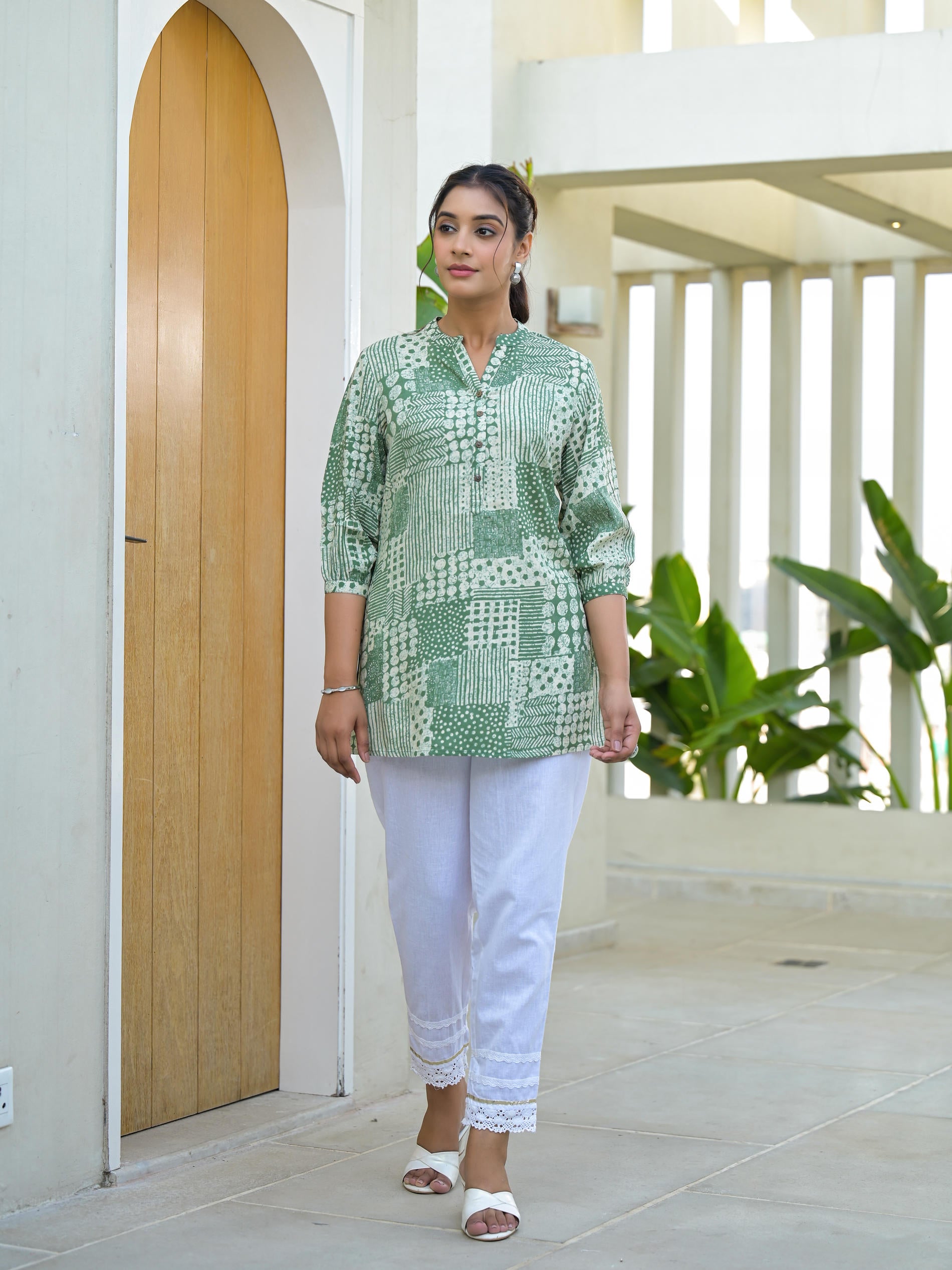 Mint Mosaic Printed Cotton Tunic