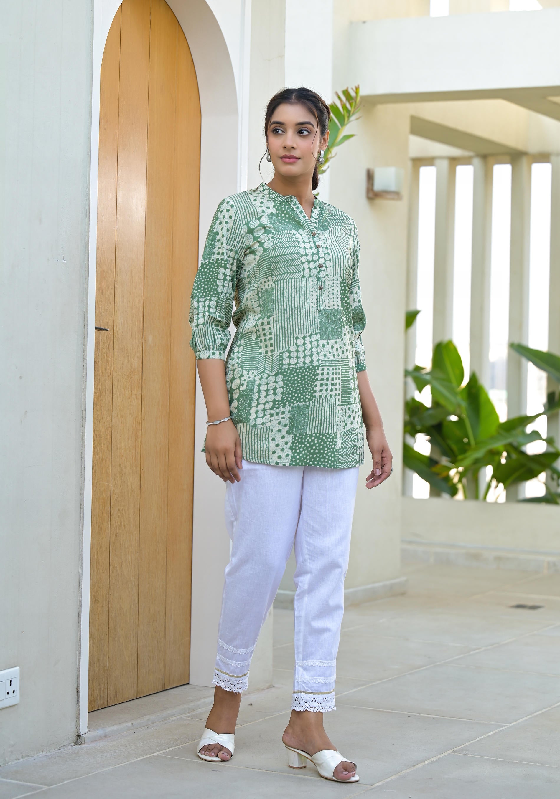 Mint Mosaic Printed Cotton Tunic