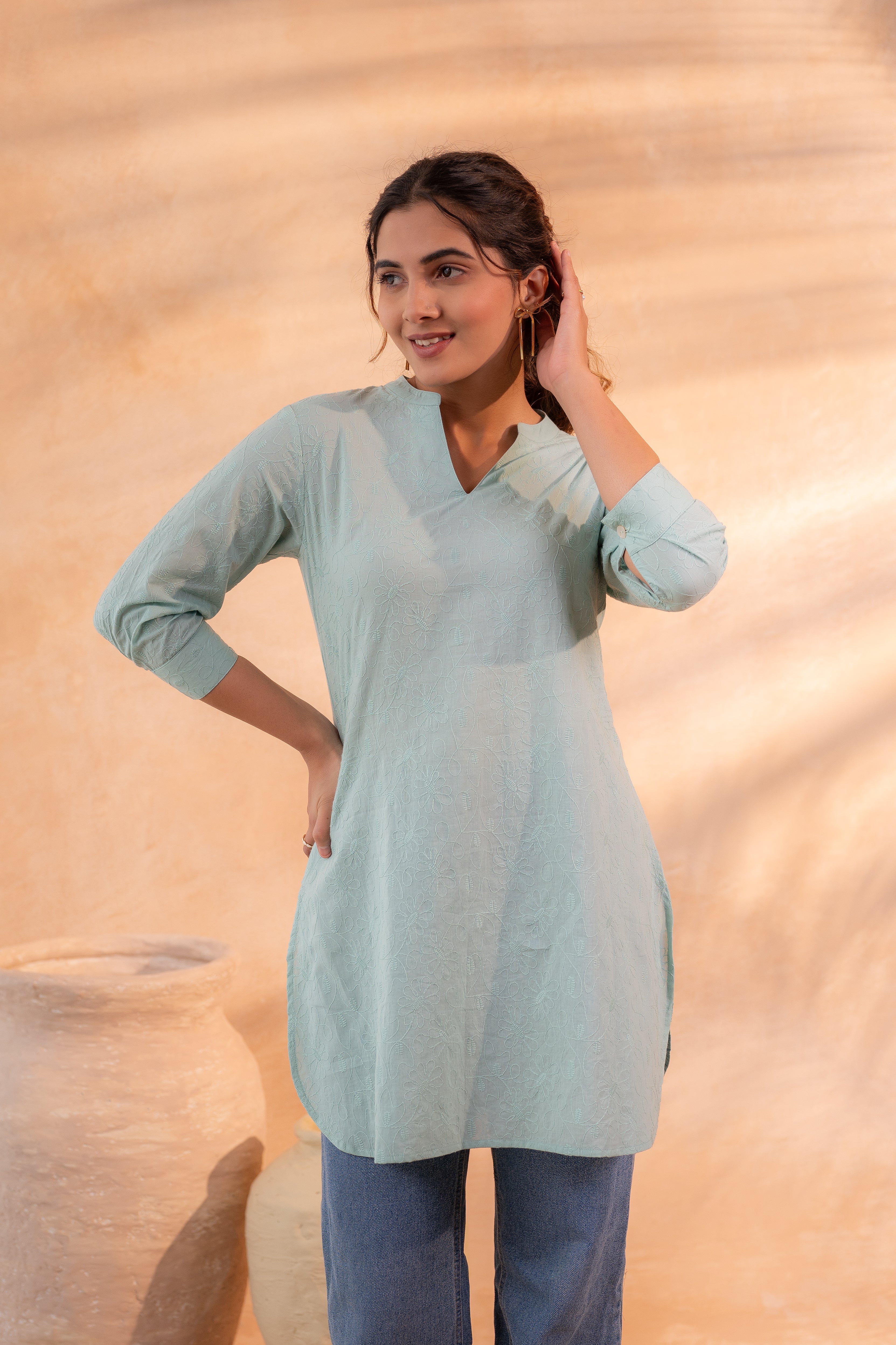 Mint Ease Minimal Cotton Tunic