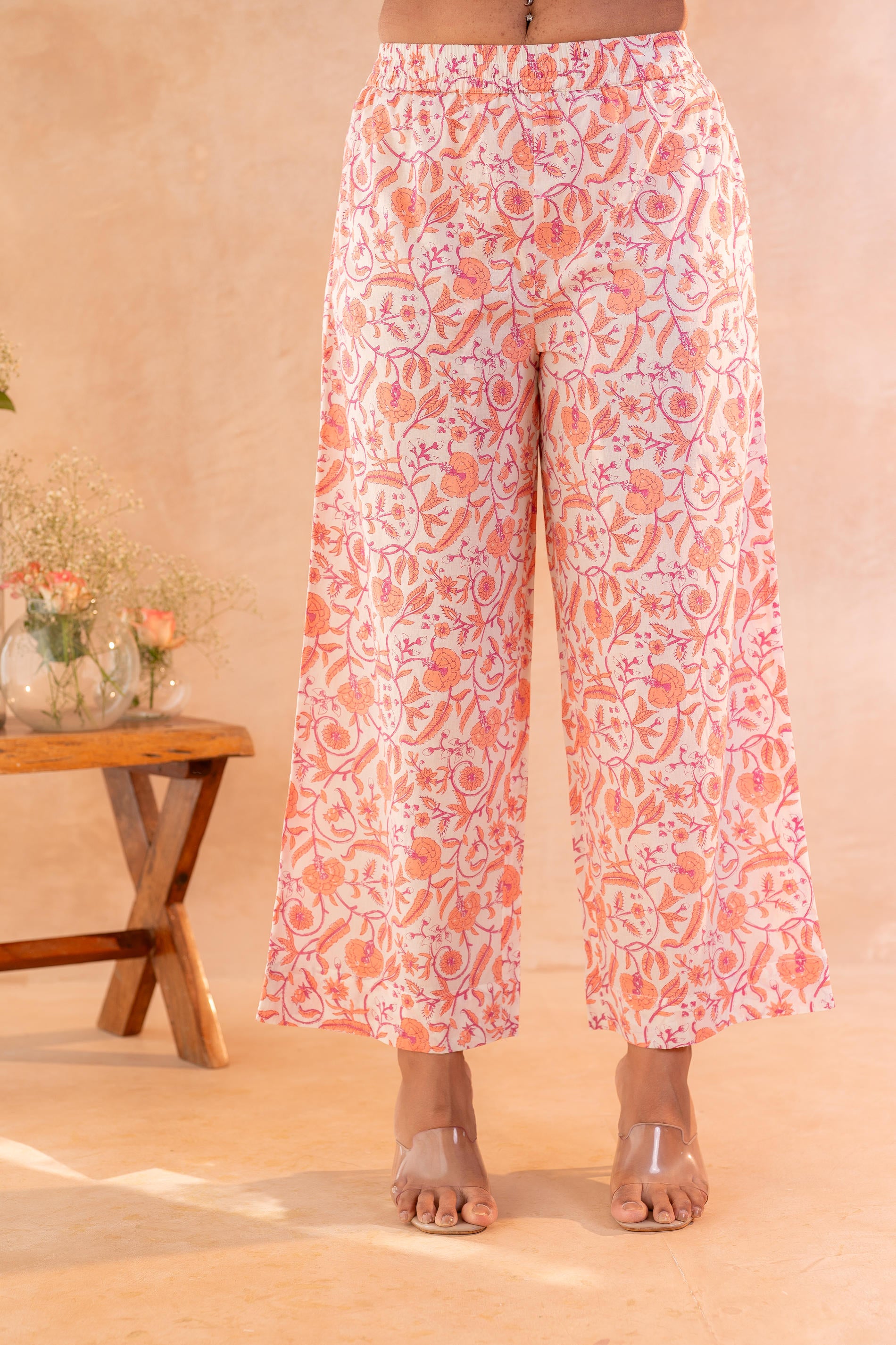 Ivory Aqua Floral Printed A-Line Kurta Set with Coordinated Dupatta