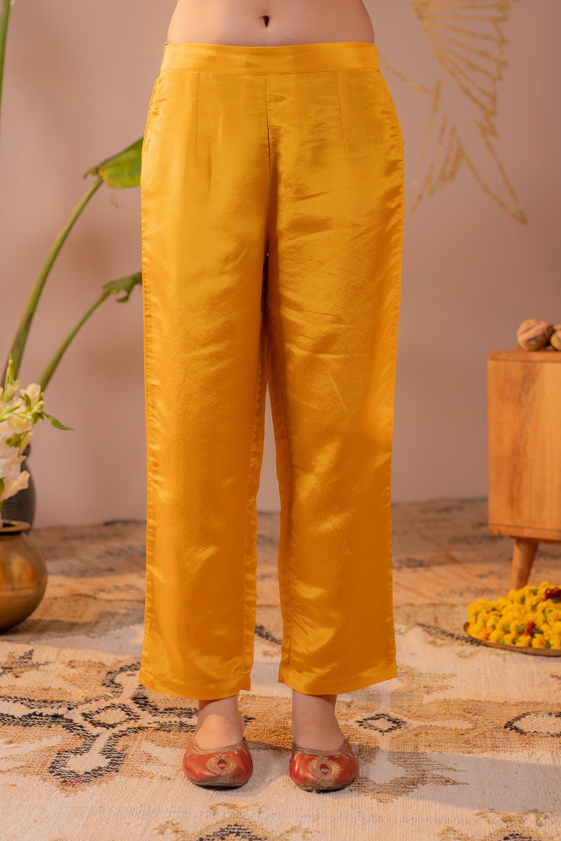 Mustard Kurta Set with Forest Green Gold Buti Dupatta