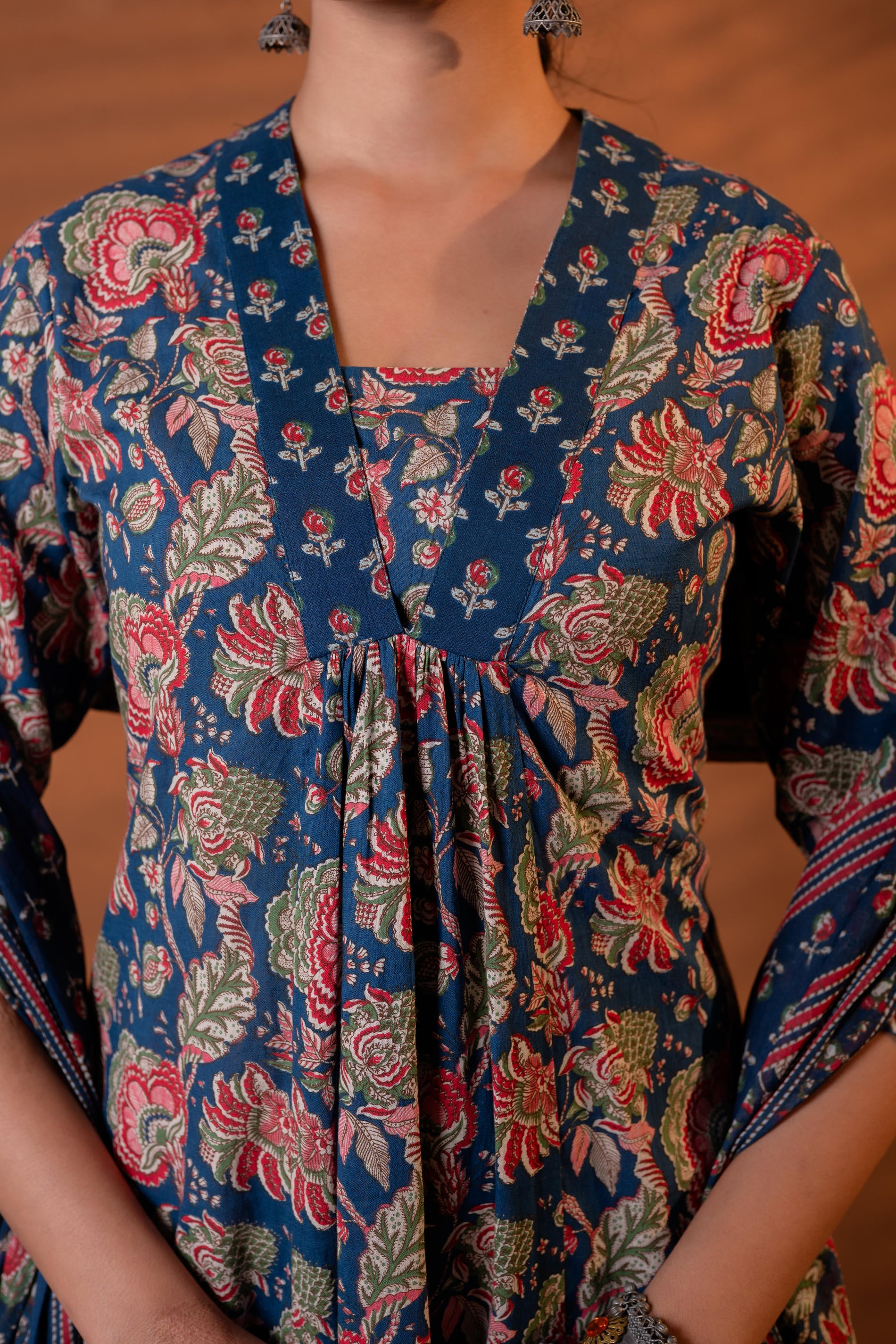 Ajrakh Printed Kurta Set with Coordinated Dupatta