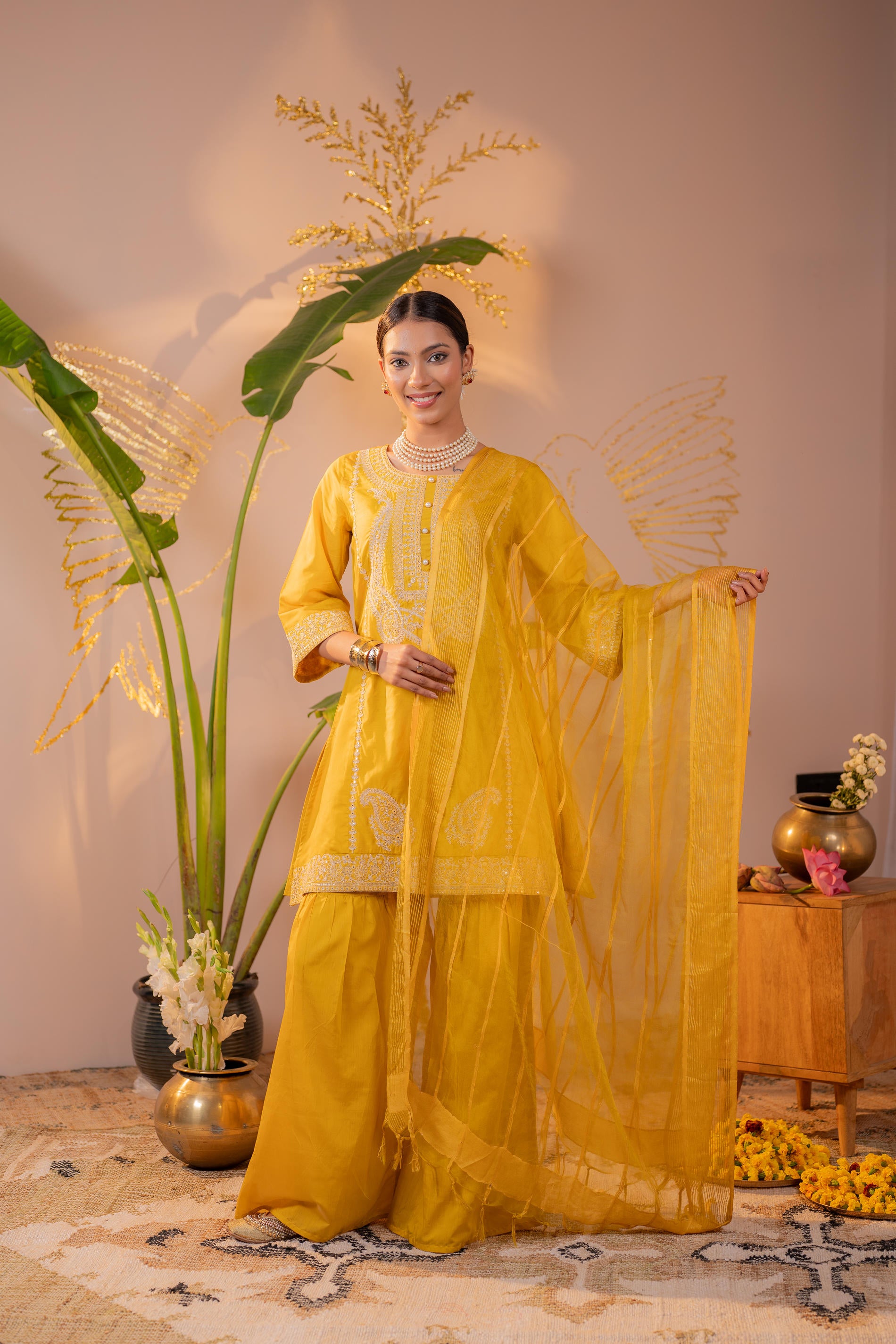 Sunshine Yellow Embroidered Kurta Set with Dupatta