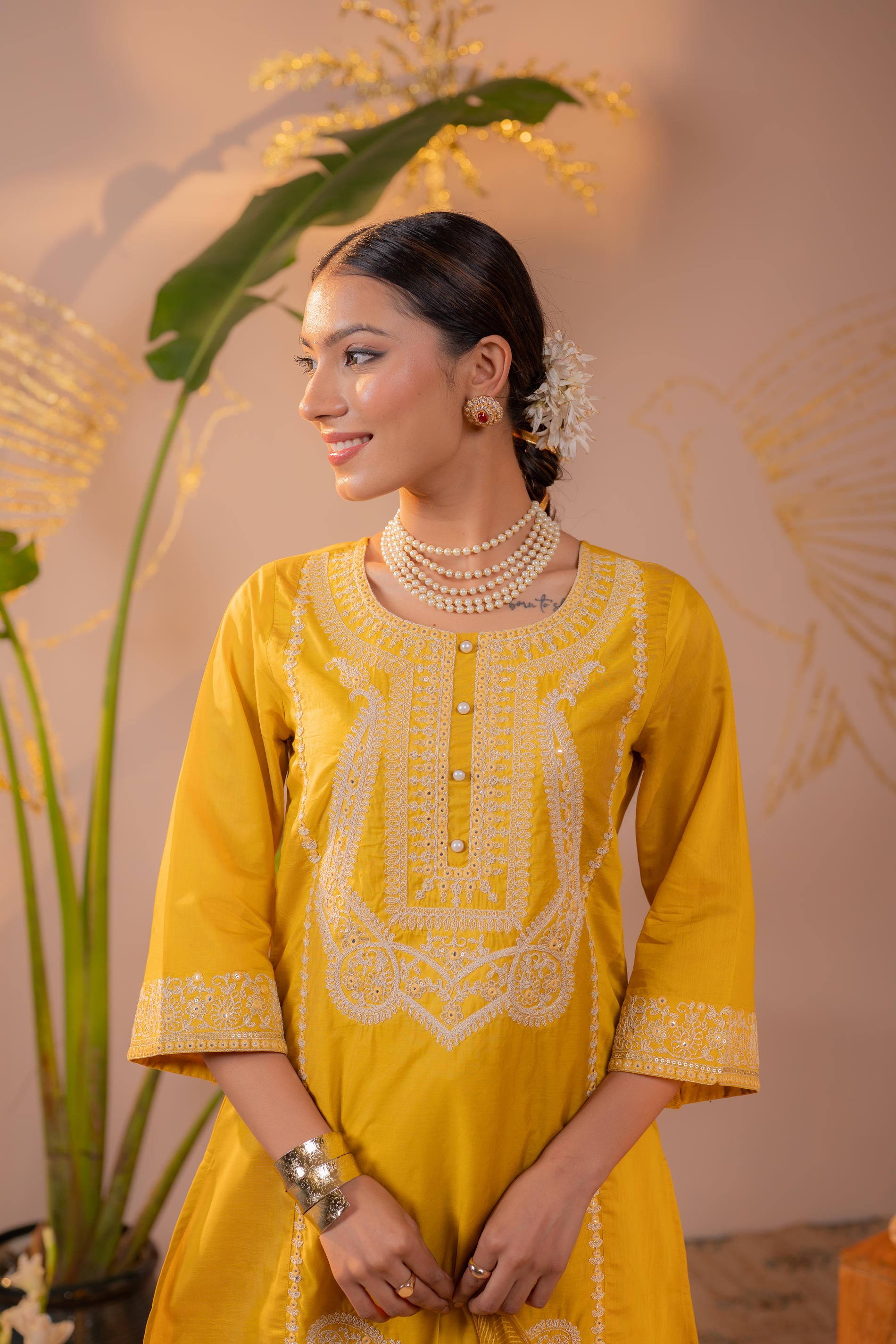 Sunshine Yellow Embroidered Kurta Set with Dupatta