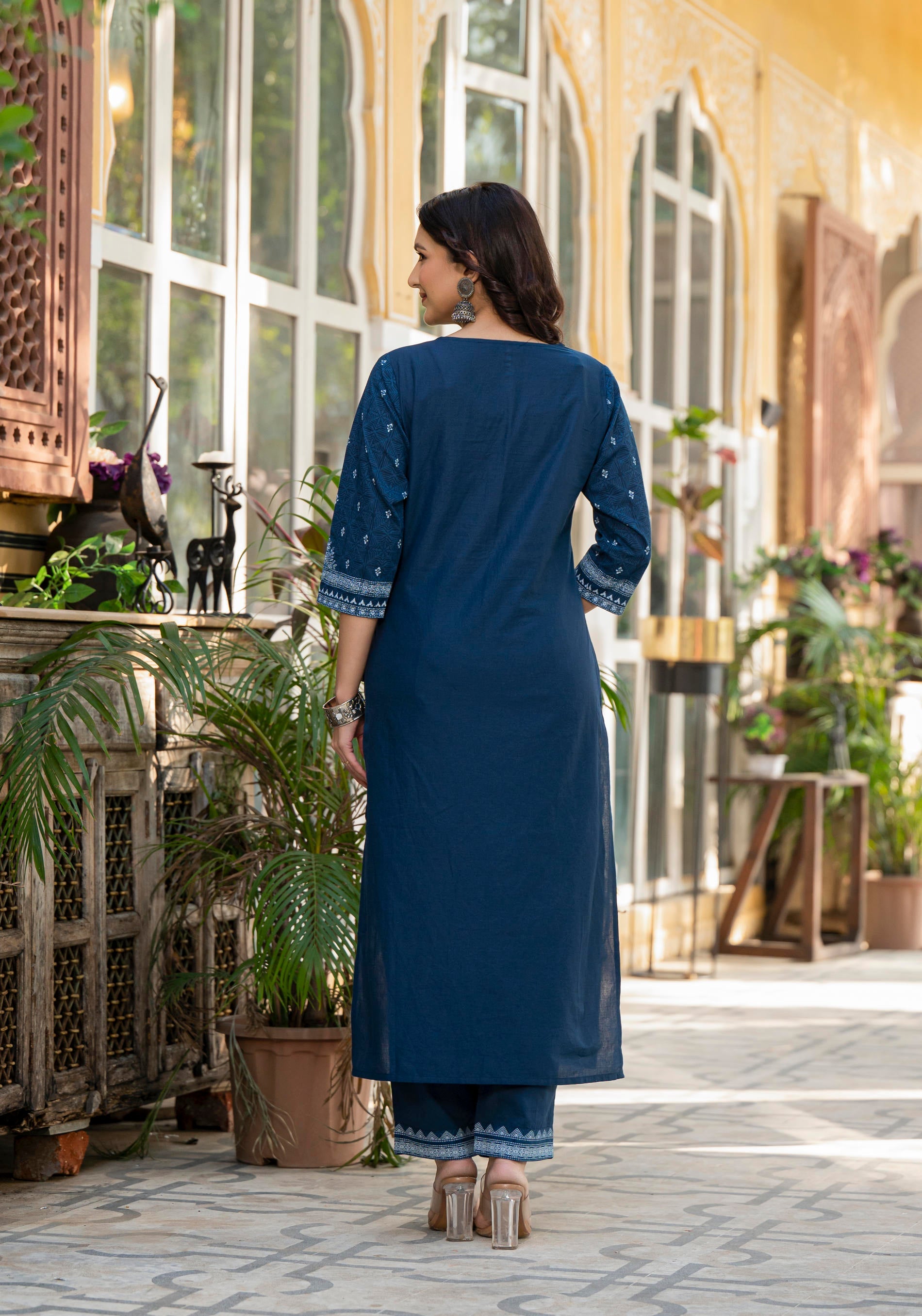 Indigo Blue Printed Kurta Set with Dupatta