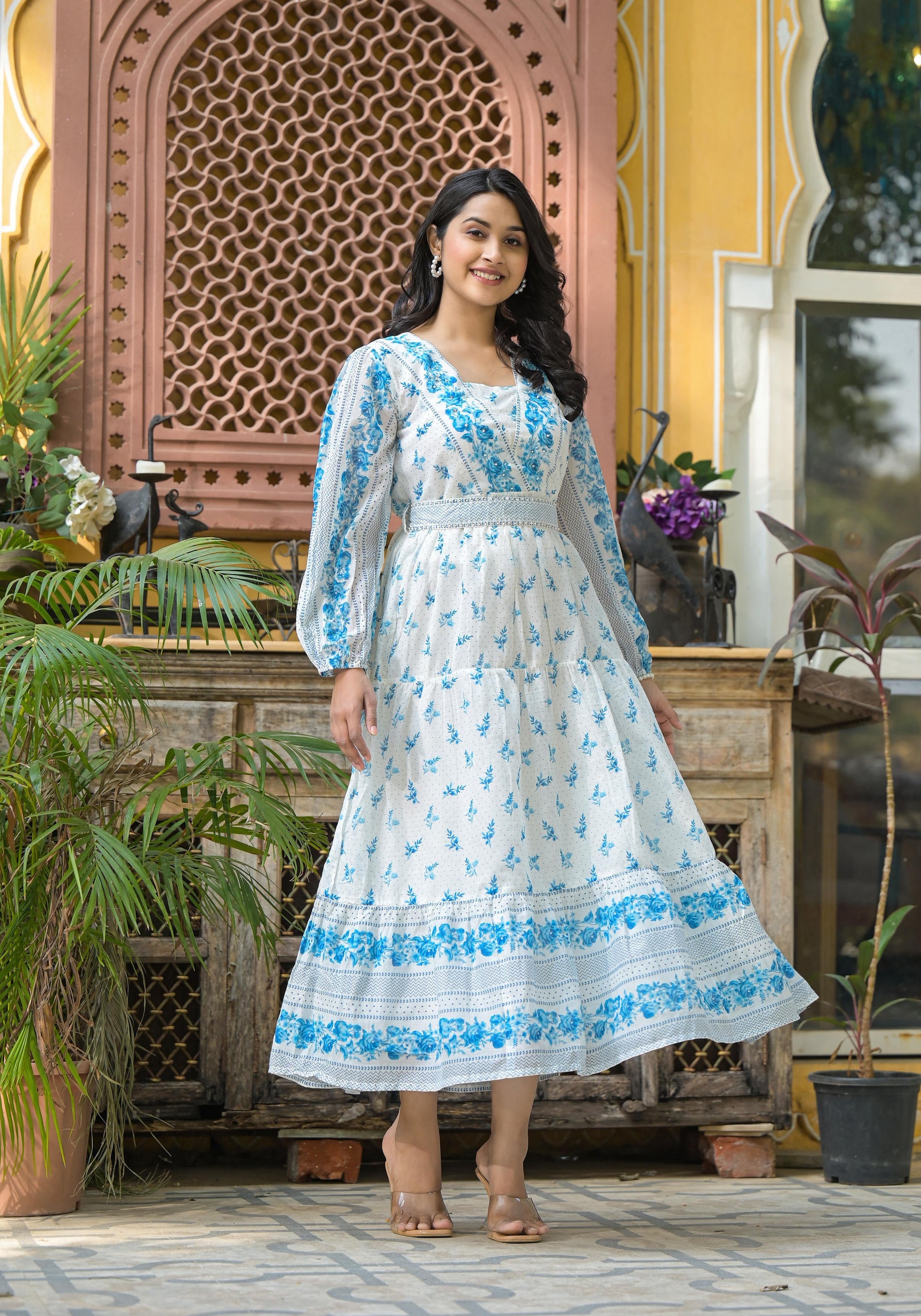 Whispering Sky Floral Midi Dress