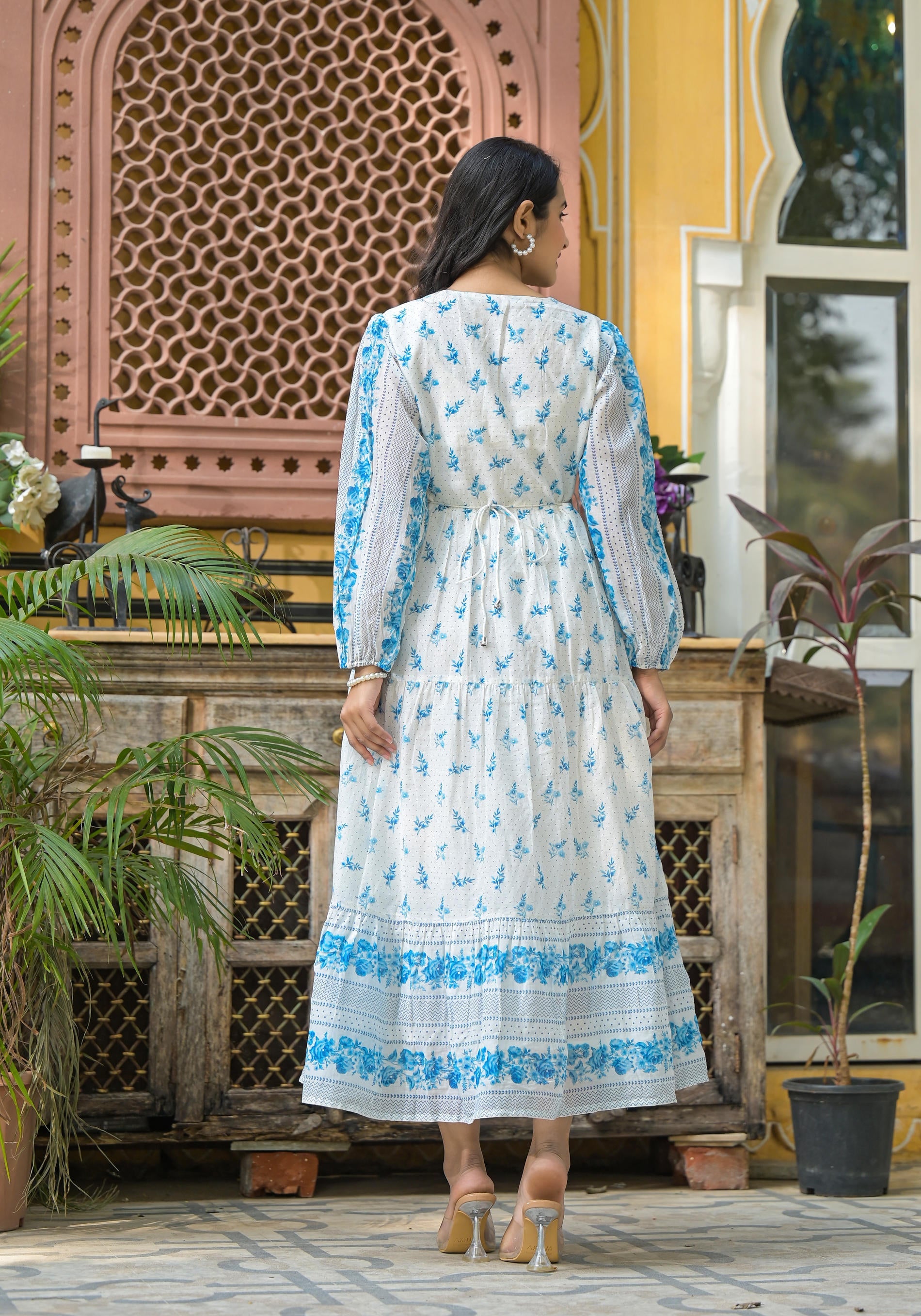 Whispering Sky Floral Midi Dress