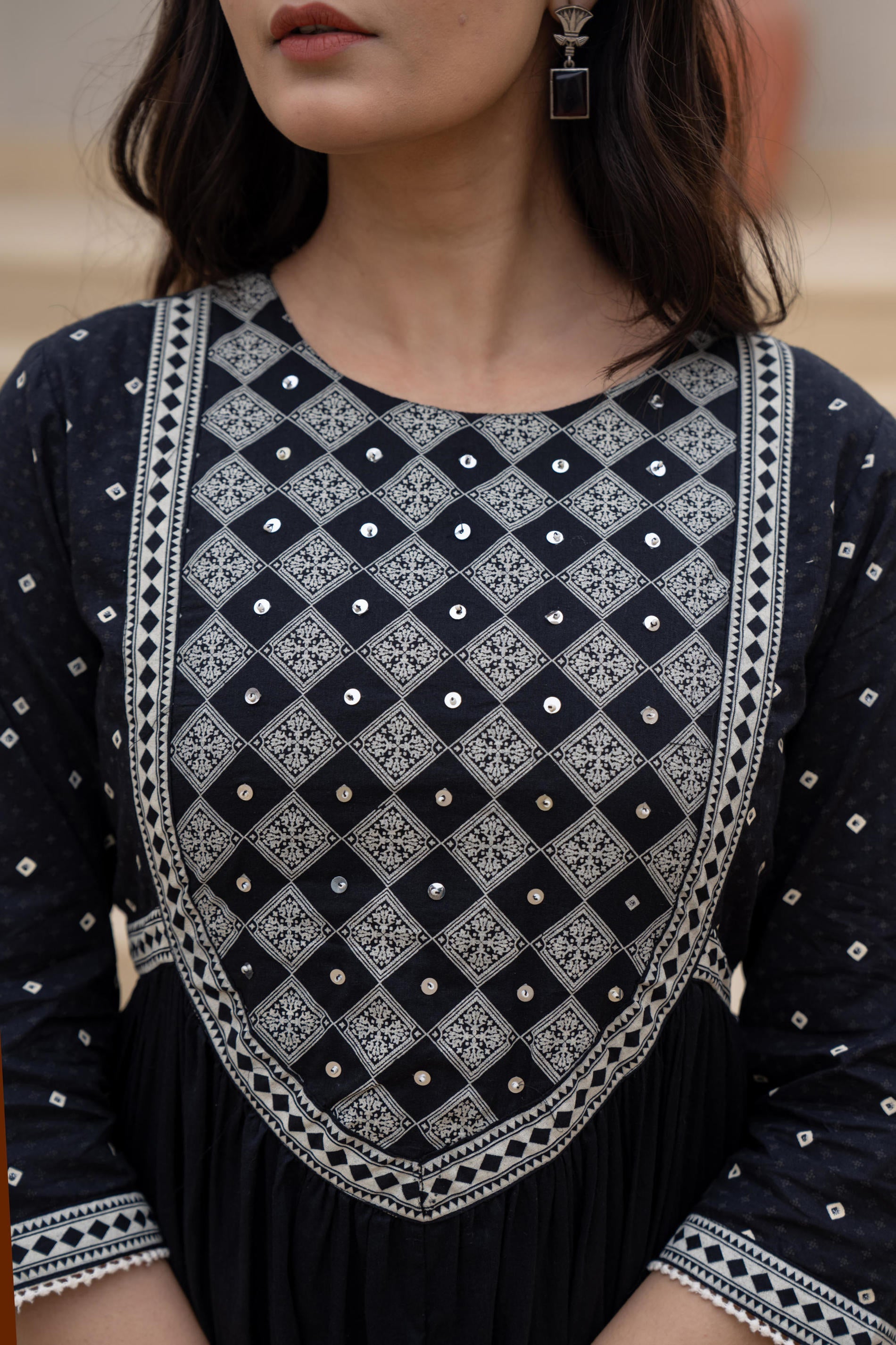 Black Anarkali Dress with Embroidered Dupatta