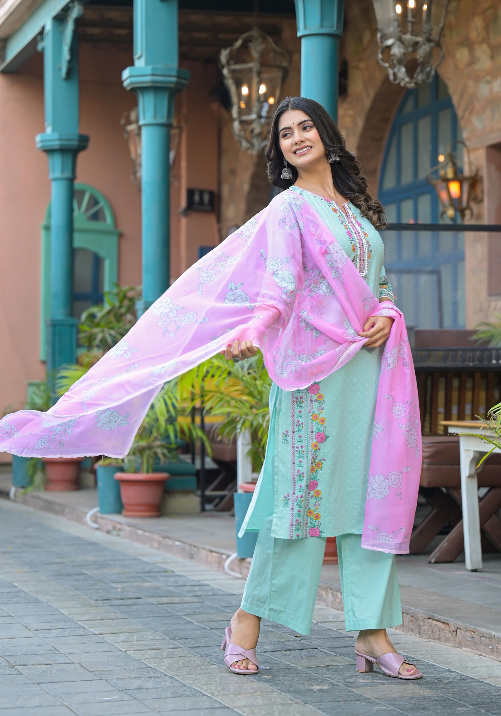Pastel Harmony printed Kurta Set