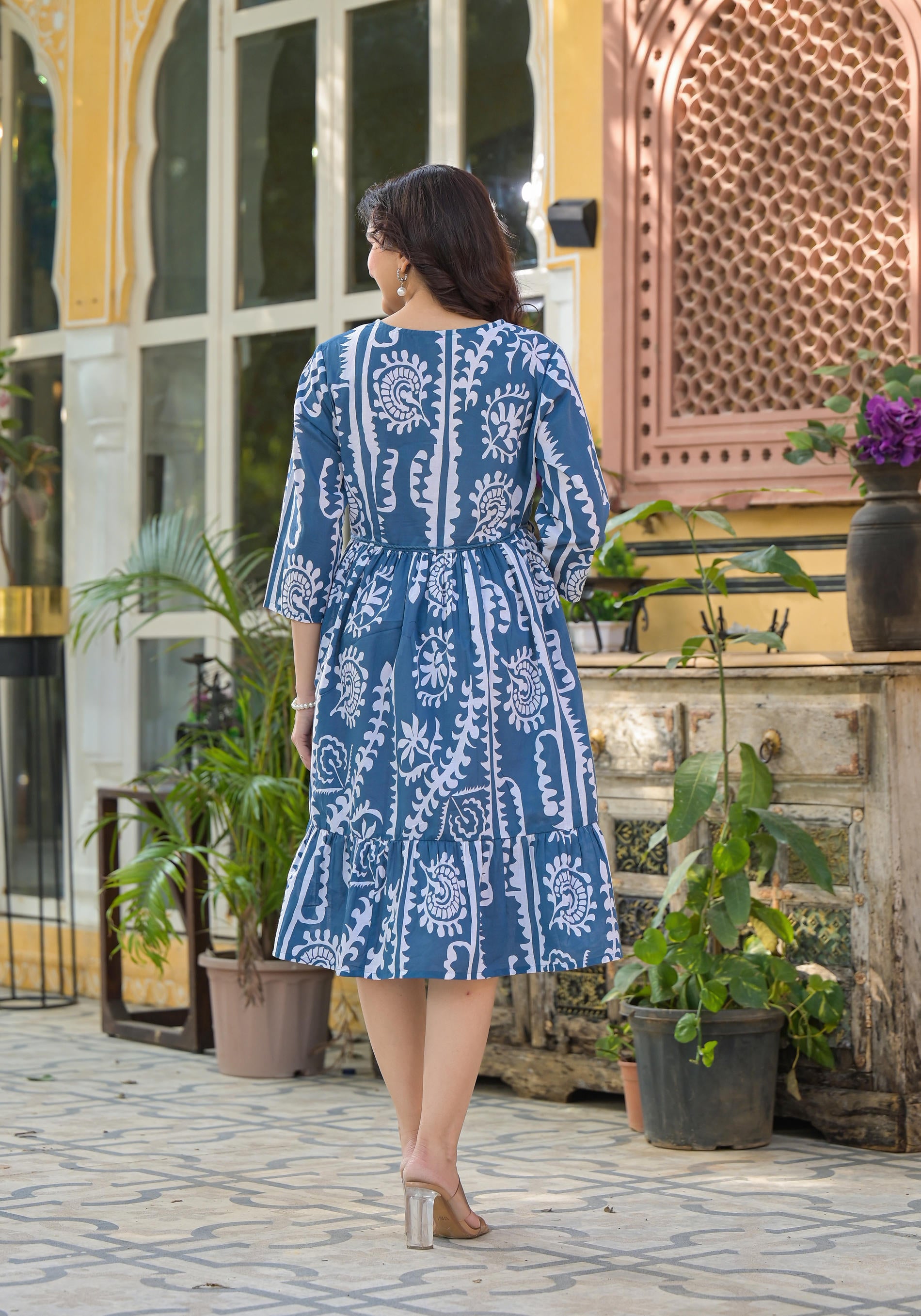 Indigo Breeze Boho Printed Short Dress