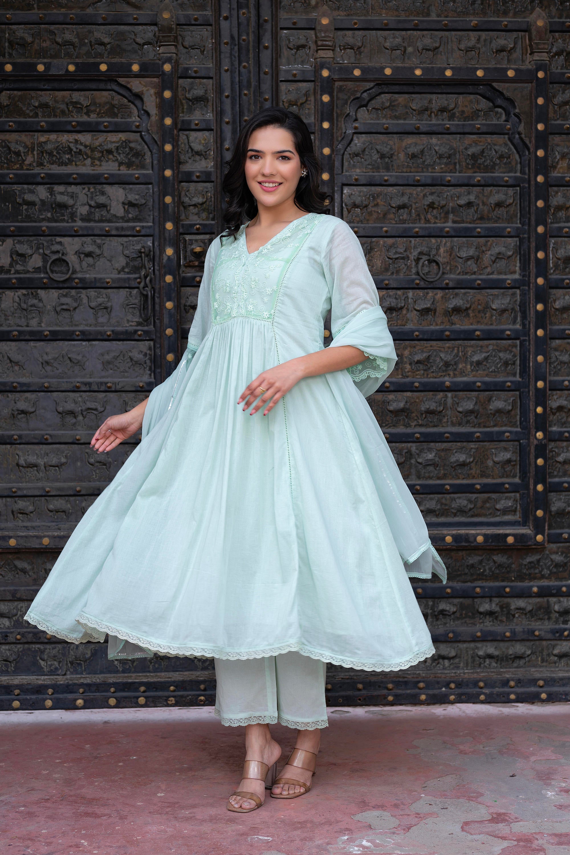Women Embroidered Anarkali Kurta Set