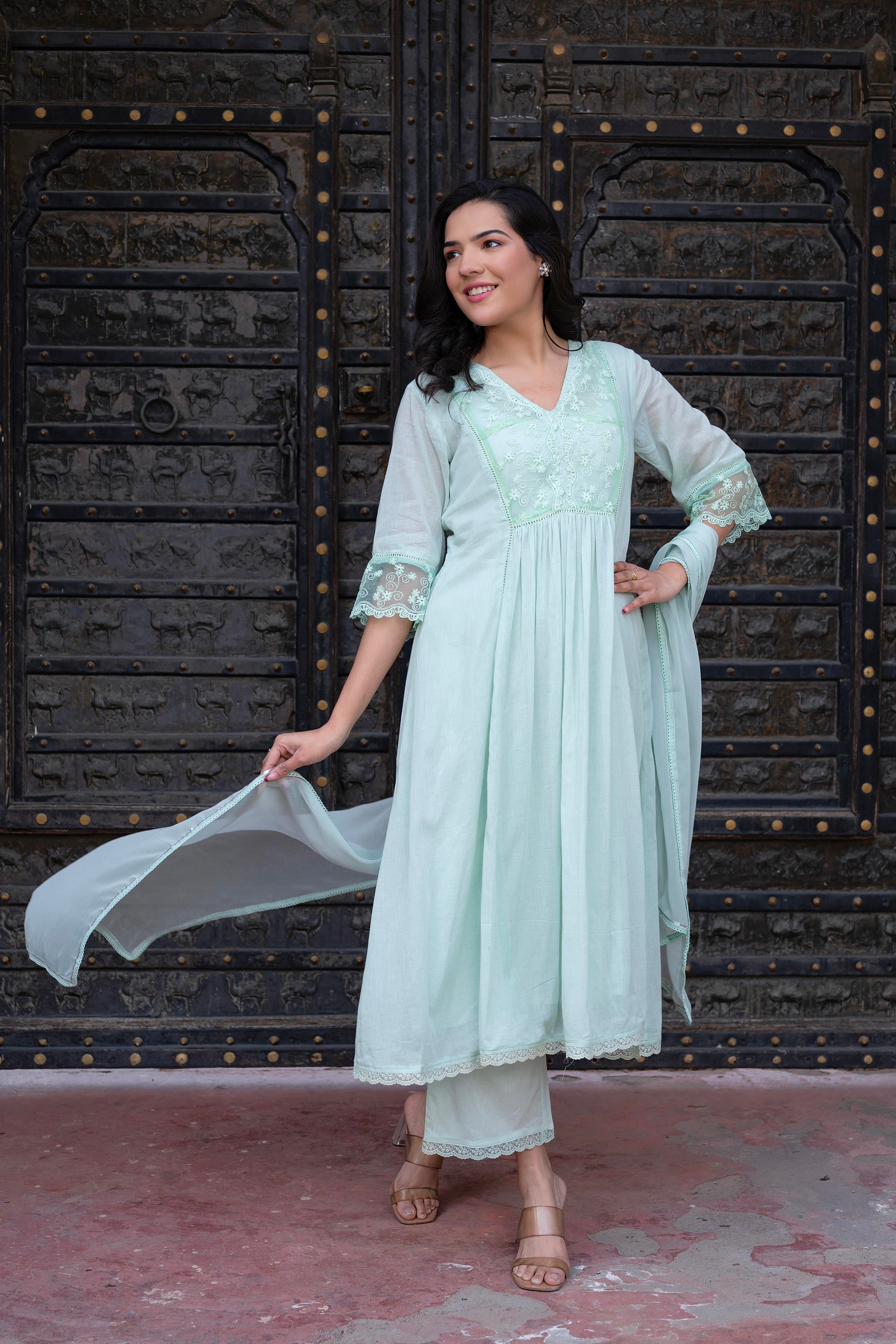 Women Embroidered Anarkali Kurta Set