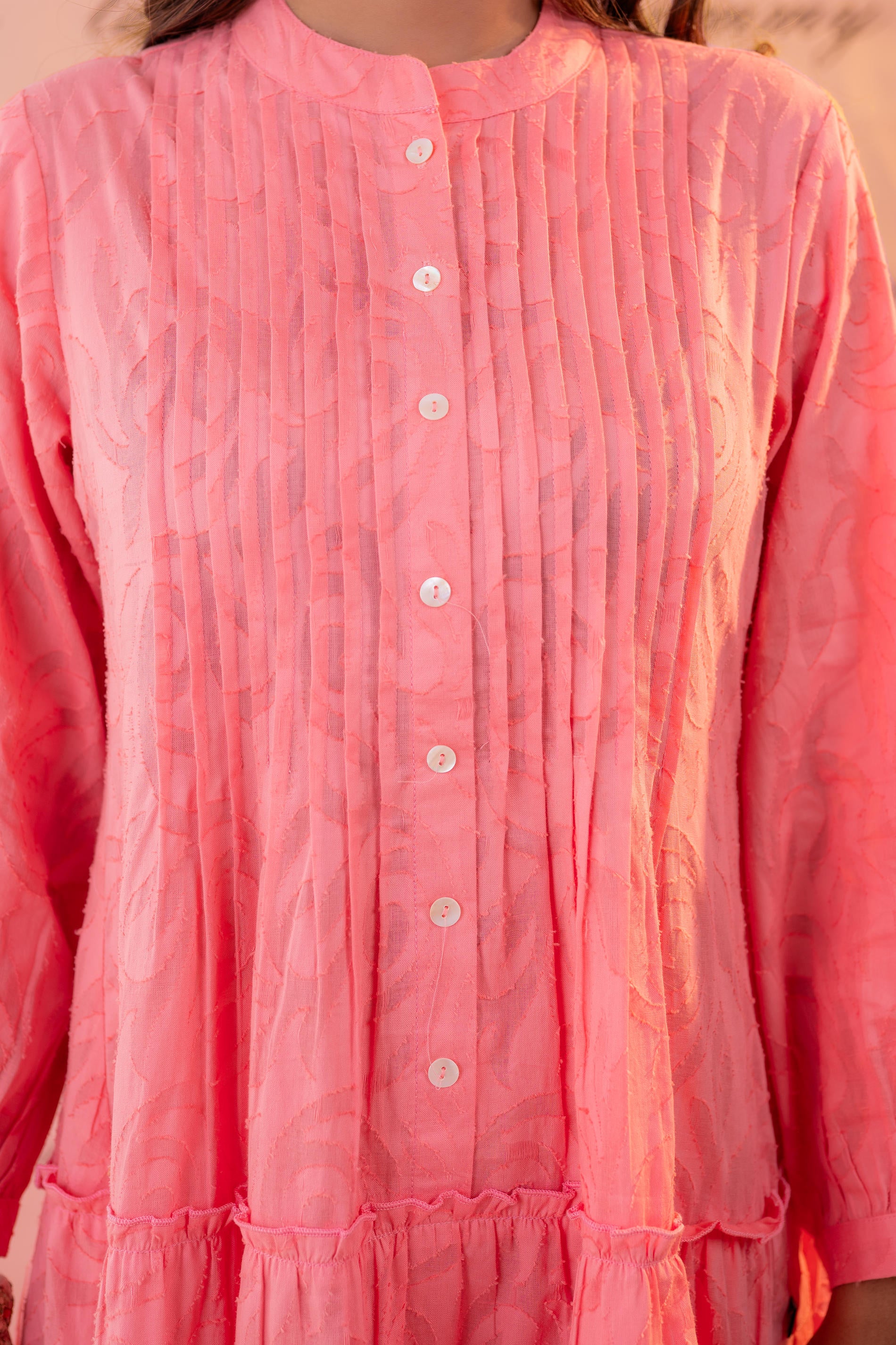 Blush Meadow Tiered Shirt Dress