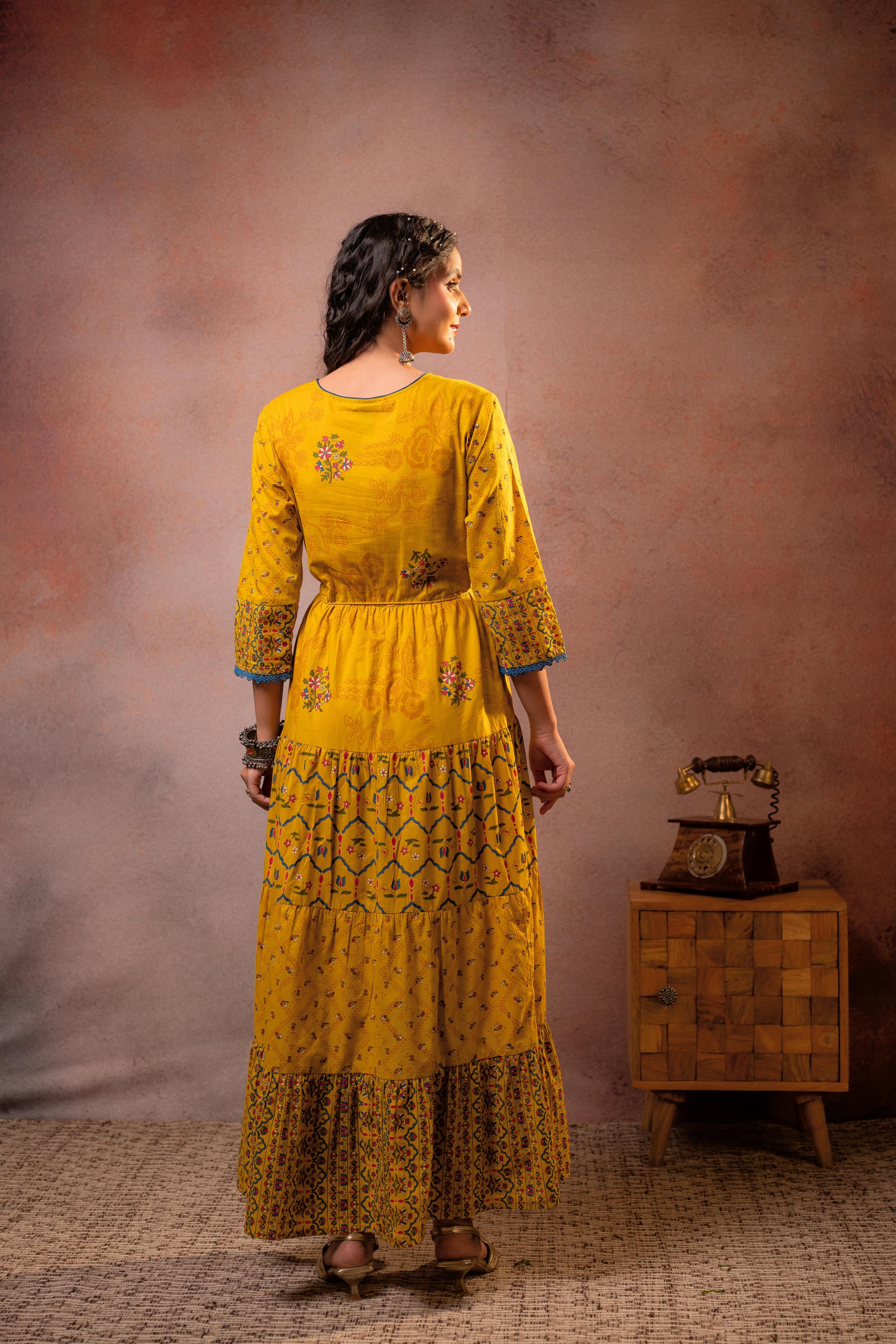 Rangriti Noor Mustard Handcrafted Boho Dress
