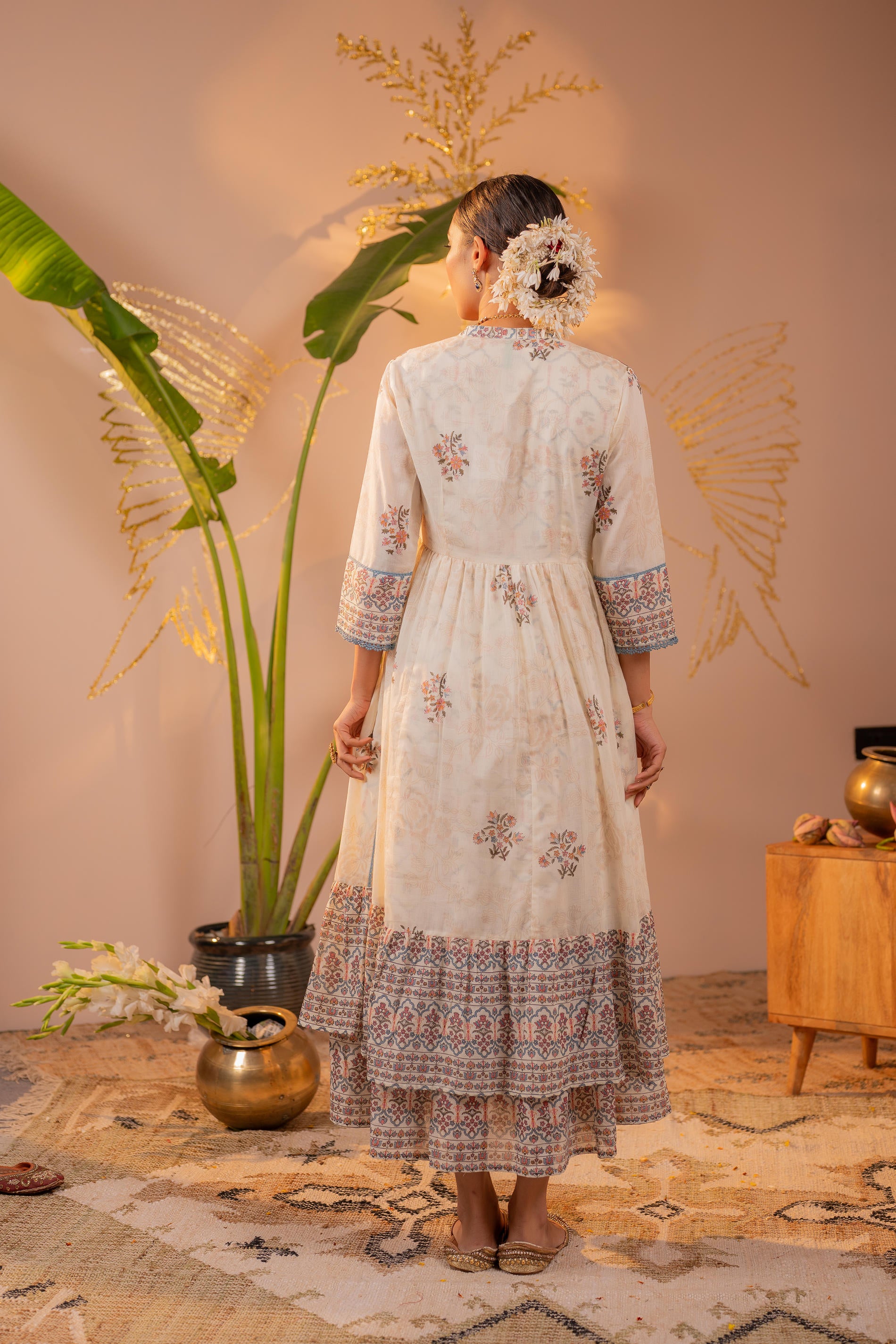 Royal Off-White Jacket Anarkali Dress