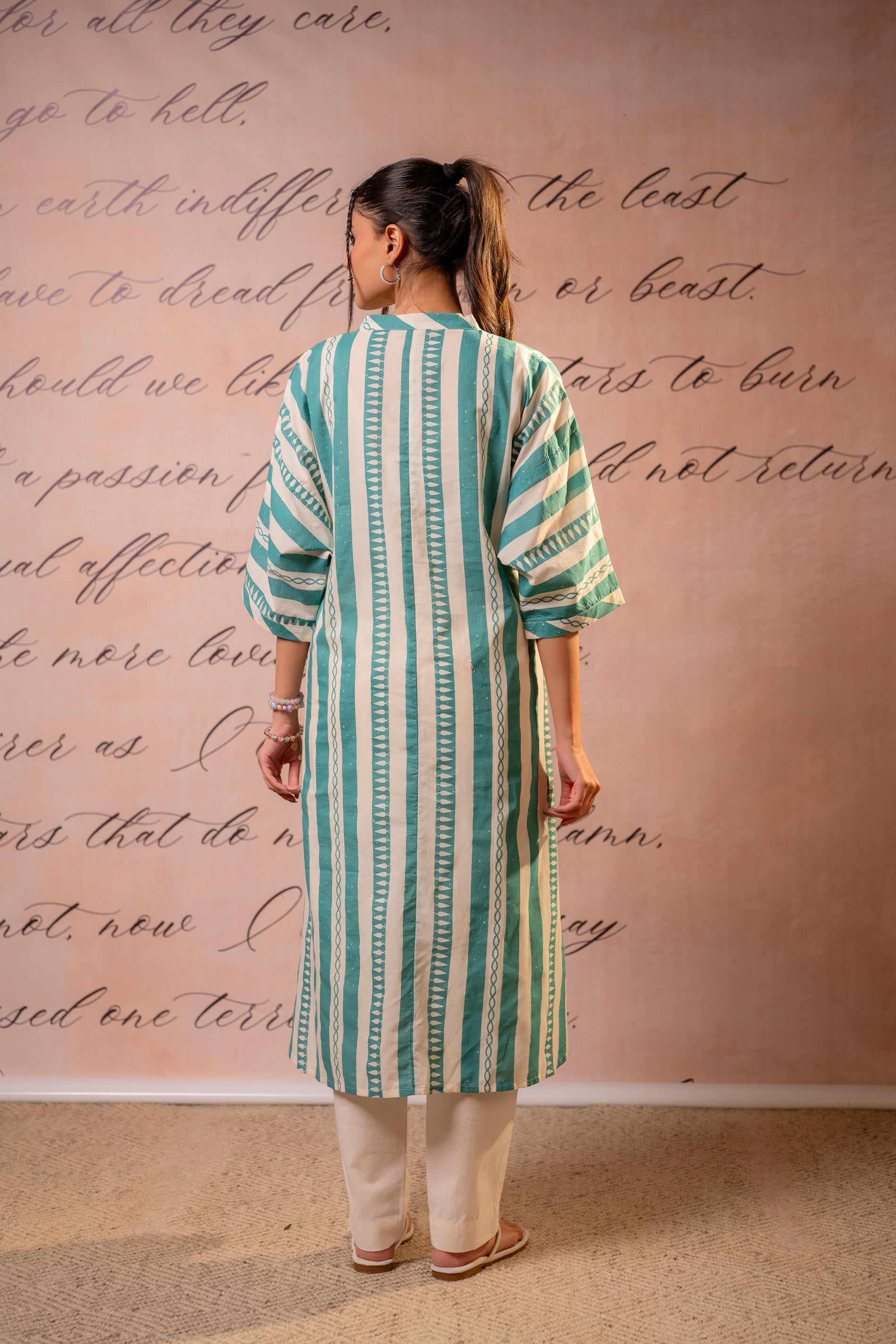 Teal Nomad Stripe Relaxed Kurta