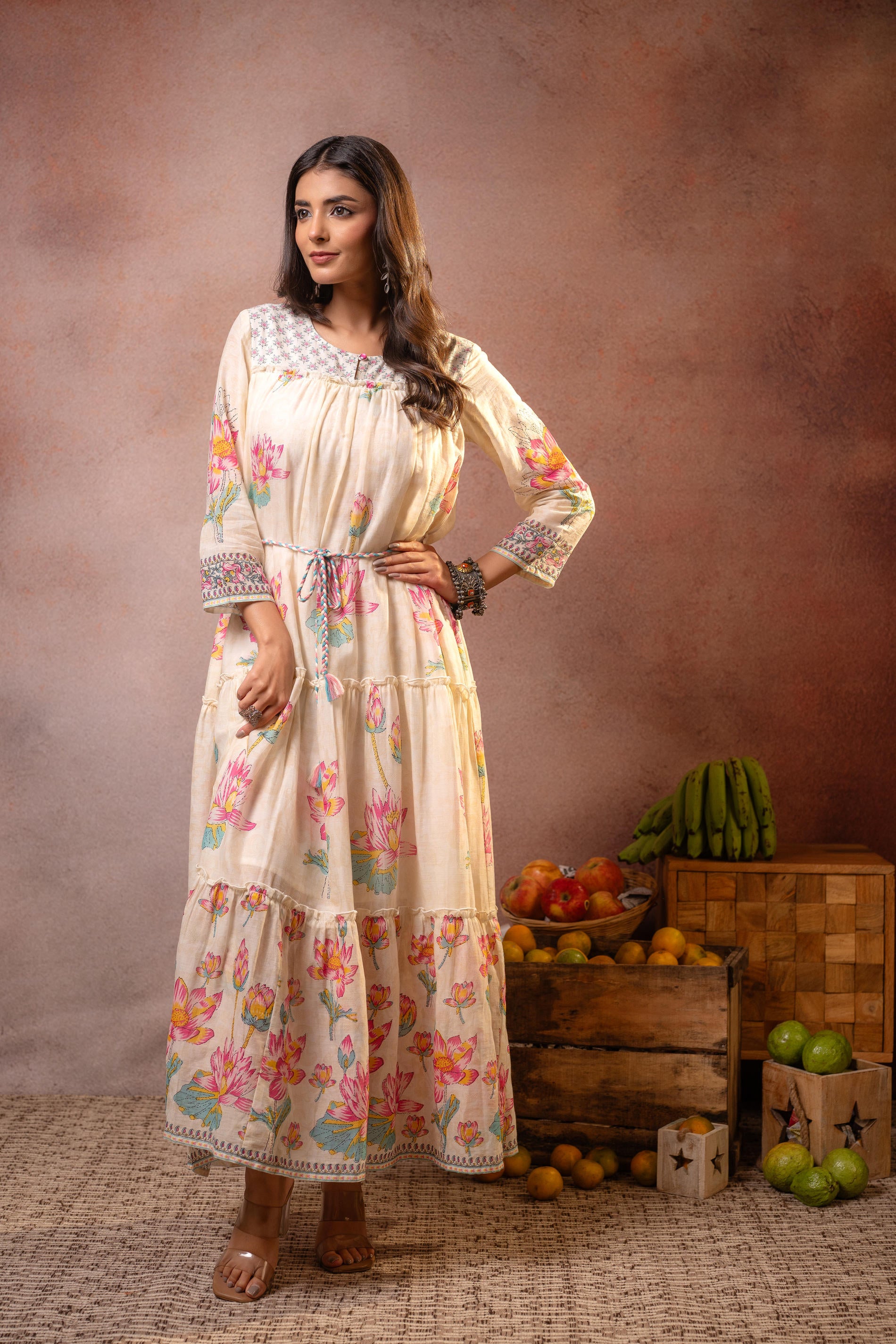 Ivory Gulbahar Tiered Boho Maxi Dress