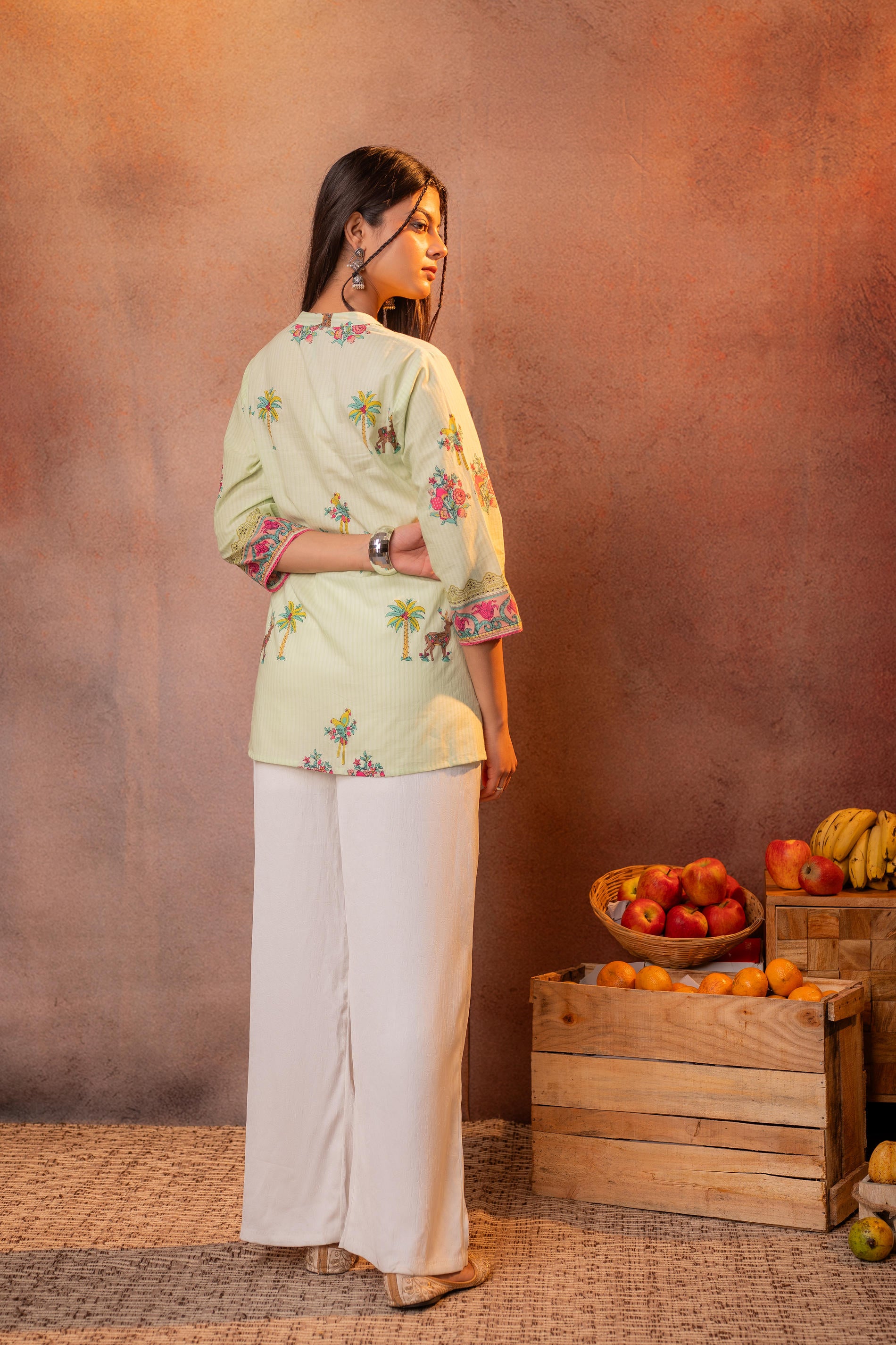 Light Green Palm Pintuck Tunic