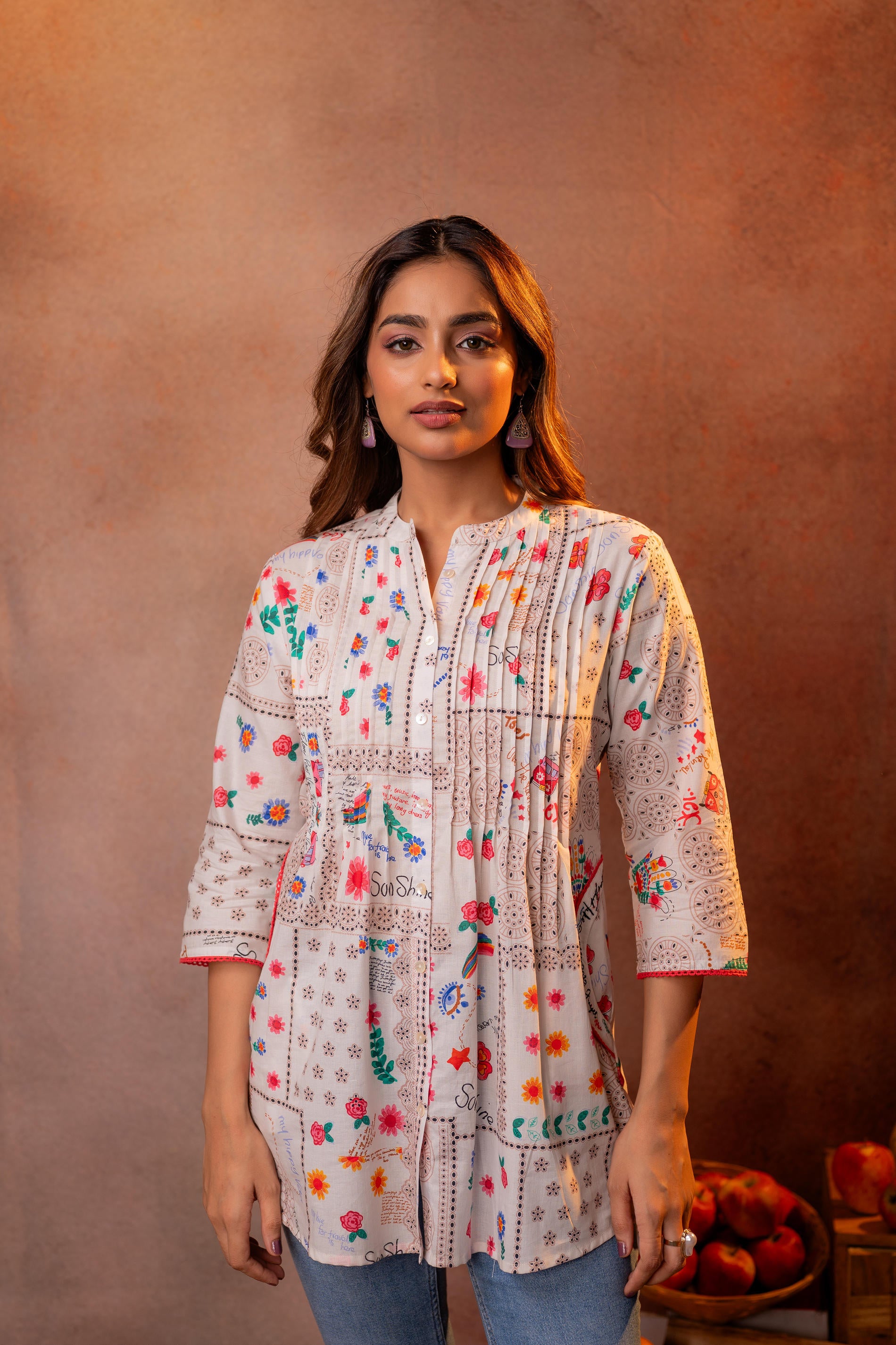 Off-White Meadow Patchwork Tunic