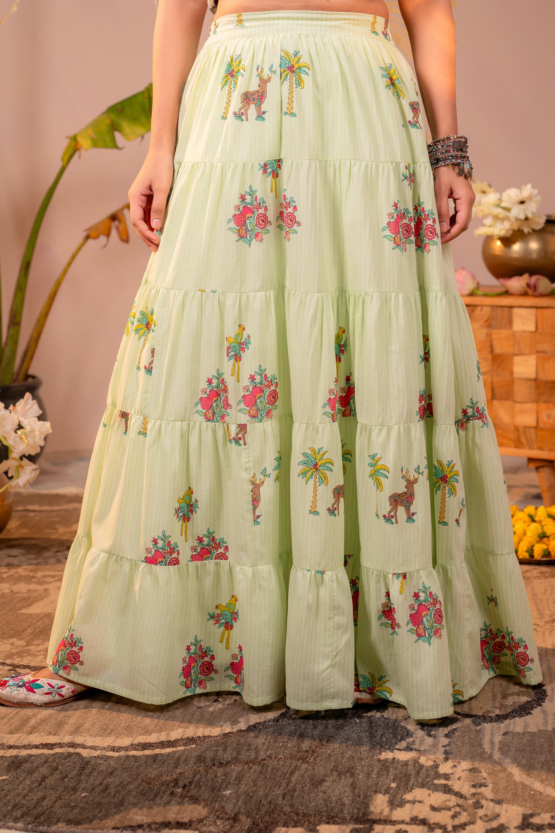 LightGreen Palm Garden Co-ord Set