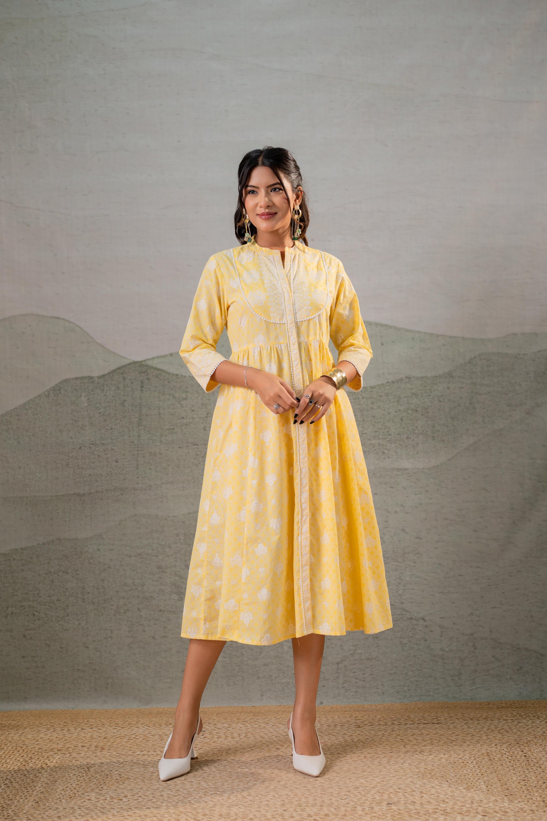 Genda Phool Gathered Anarkali Dress