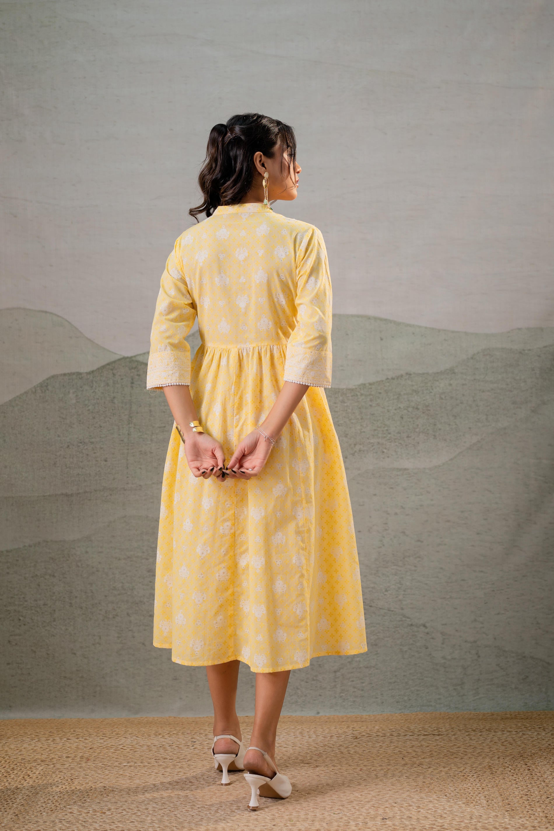 Genda Phool Gathered Anarkali Dress