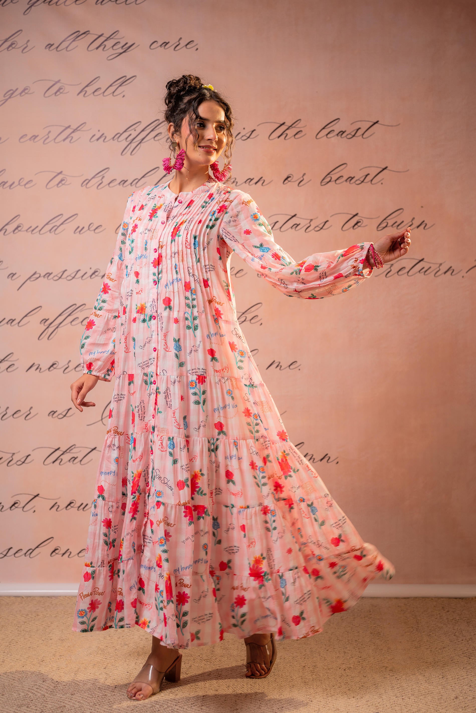 Pink Blossom Tiered Maxi Dress