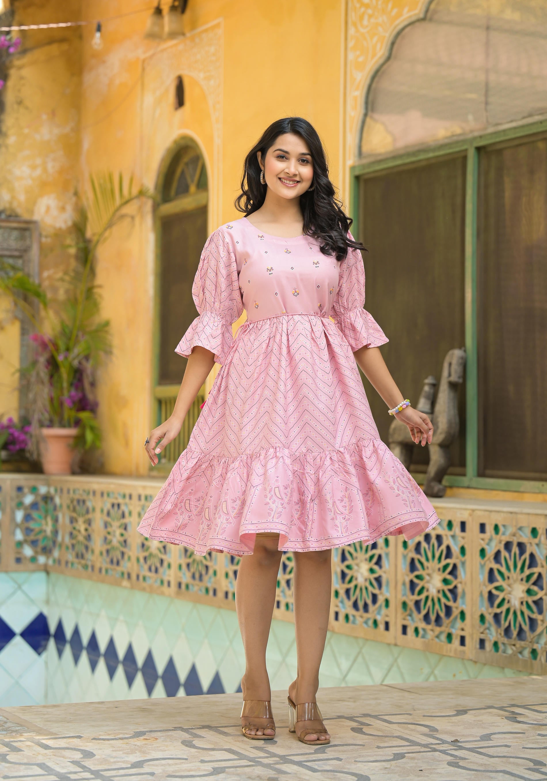 Blush Bloom Fit & Flare Short Dress