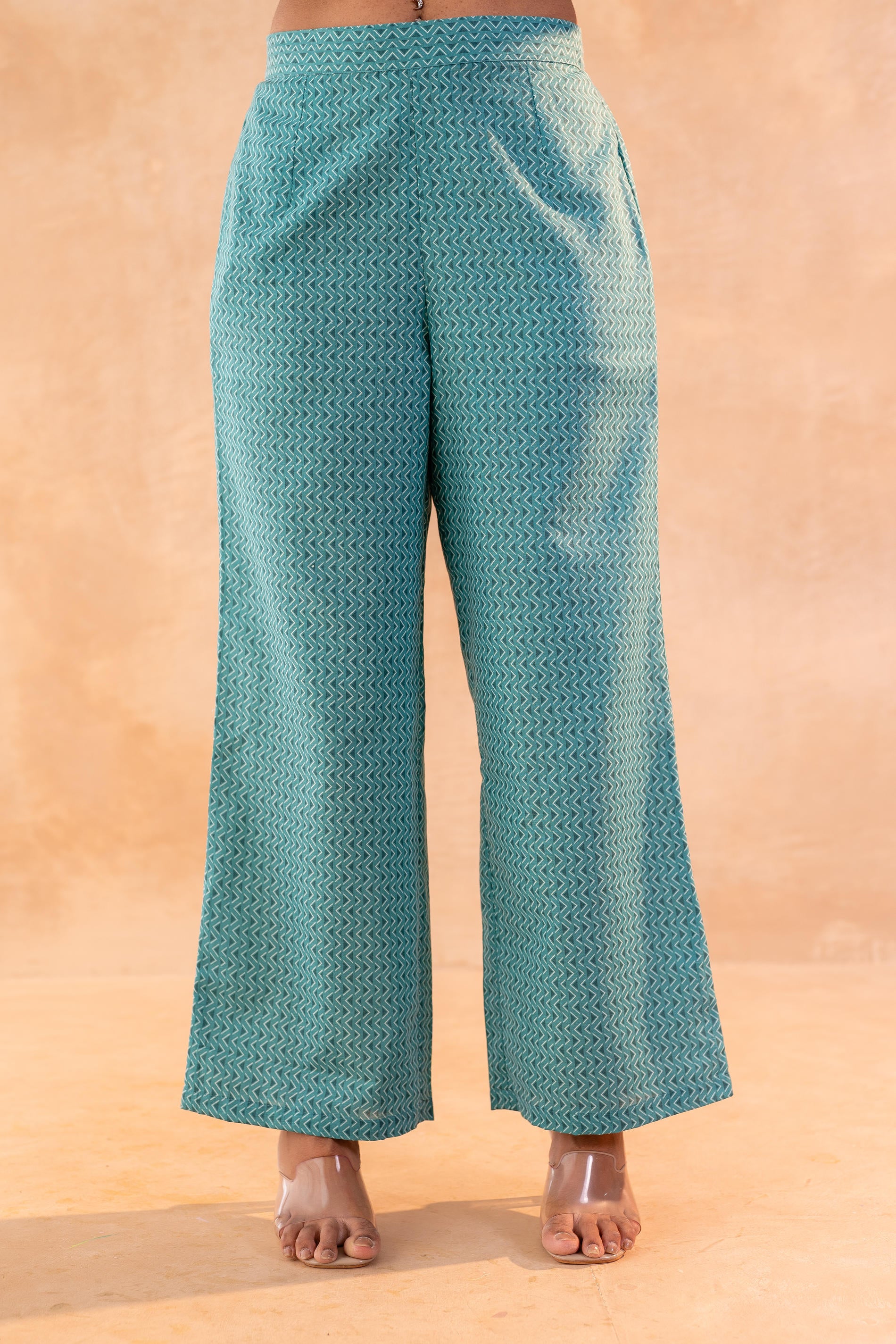 Teal Garden Bloom Kurta And Pant Set