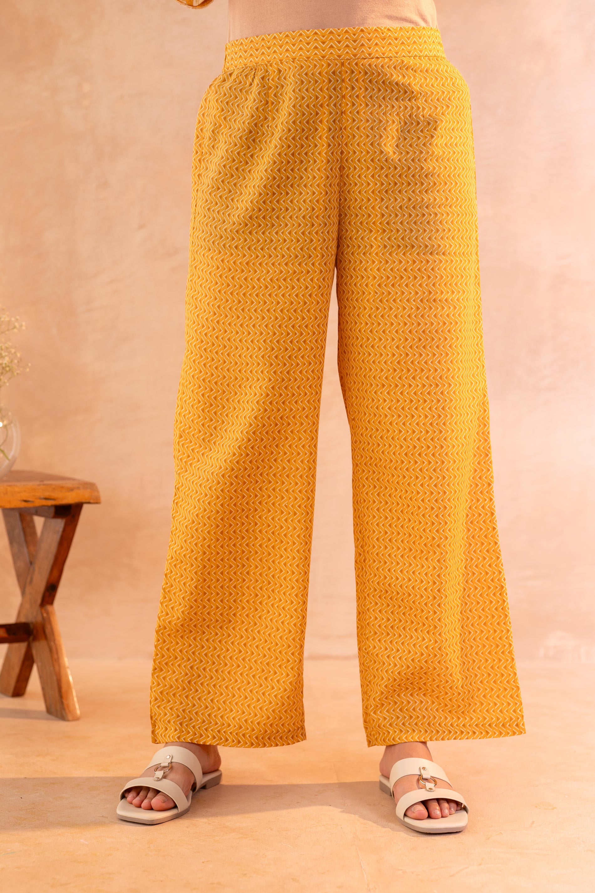 Sunlit Bloom Mustard Kurta And Pant Set