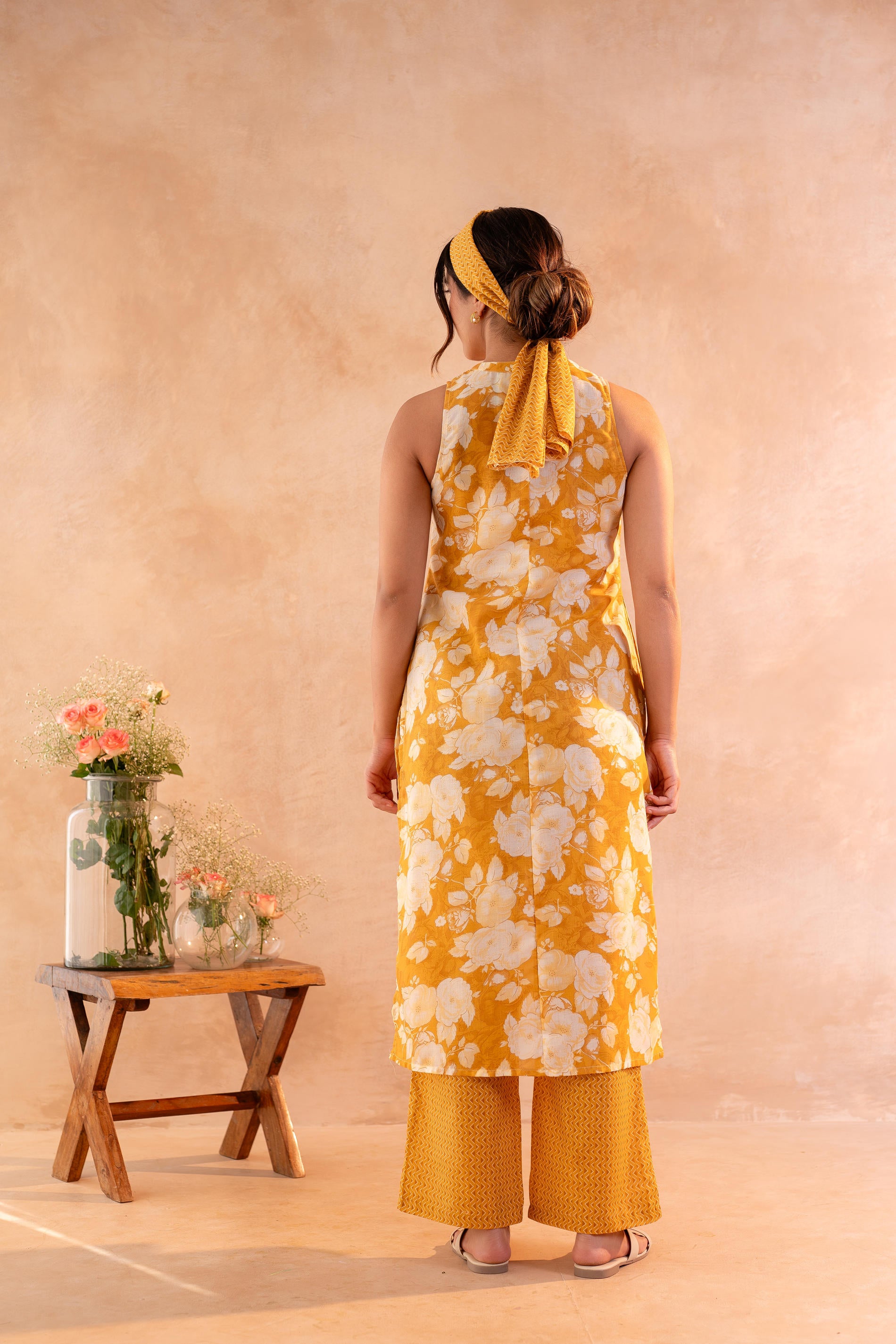 Sunlit Bloom Mustard Kurta And Pant Set