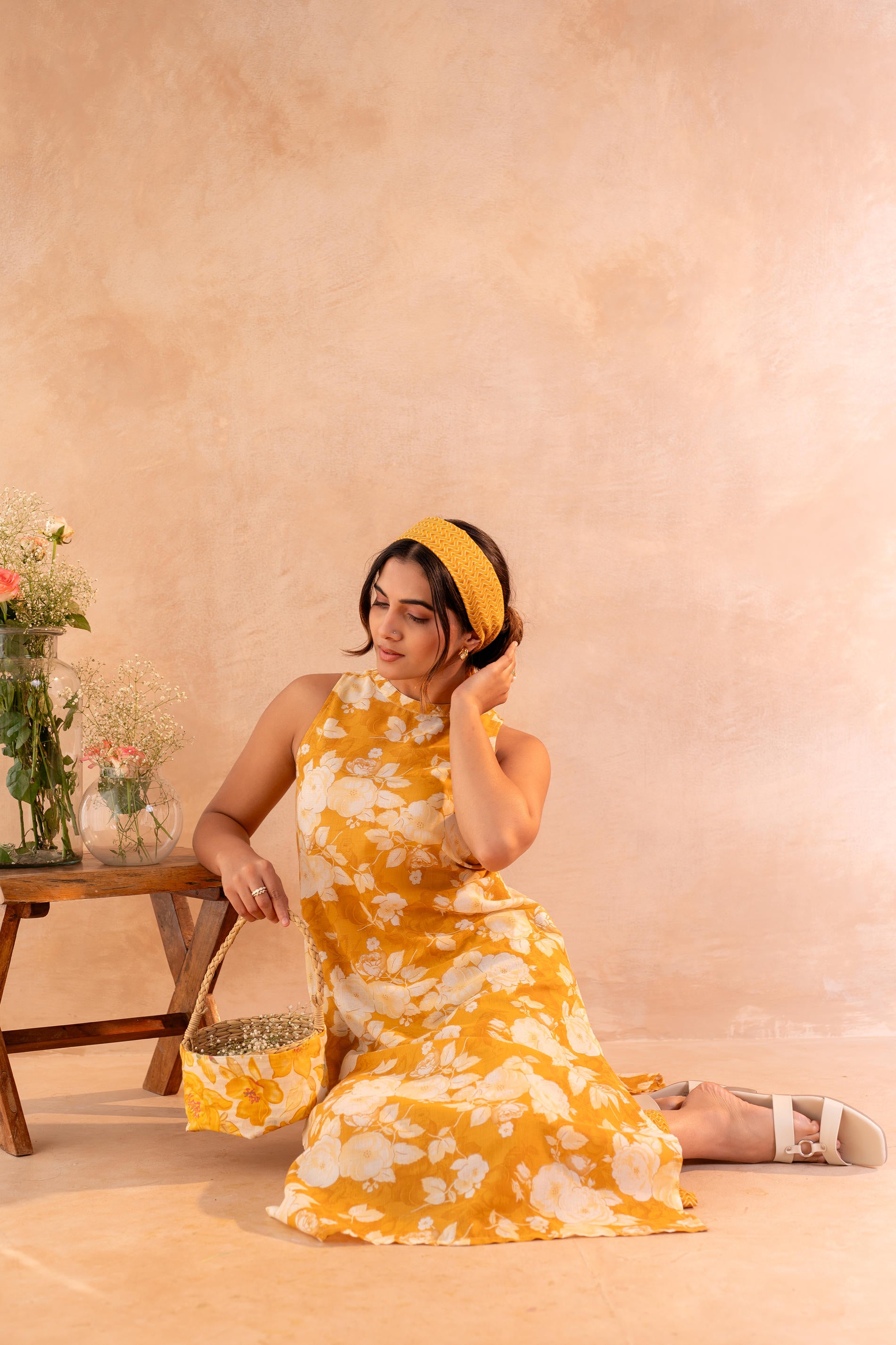 Sunlit Bloom Mustard Kurta And Pant Set