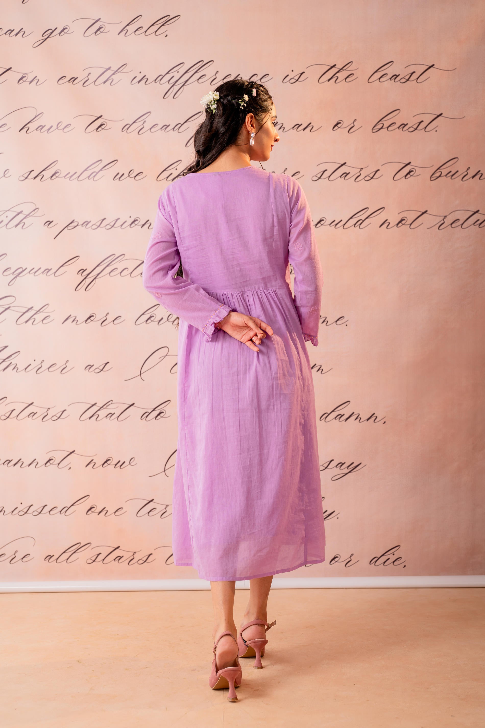 lavender Bloom Embroidered Anarkali Kurta