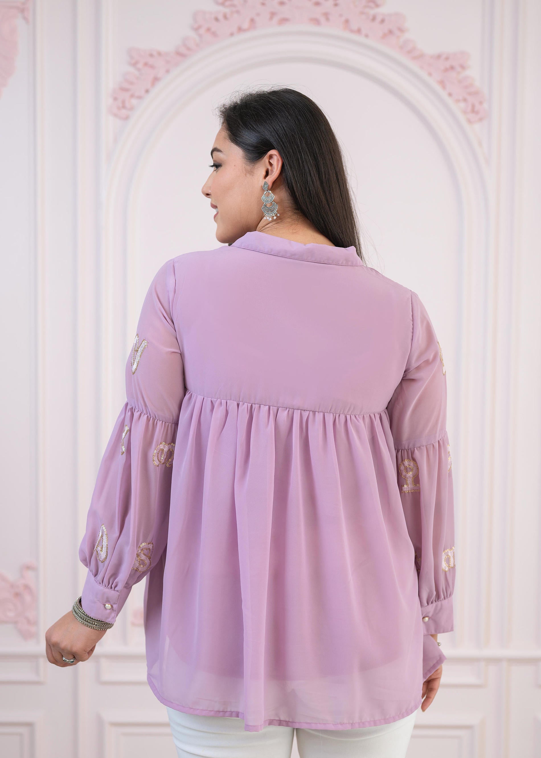 Lavender Embroidered Cotton Tunic Kurta