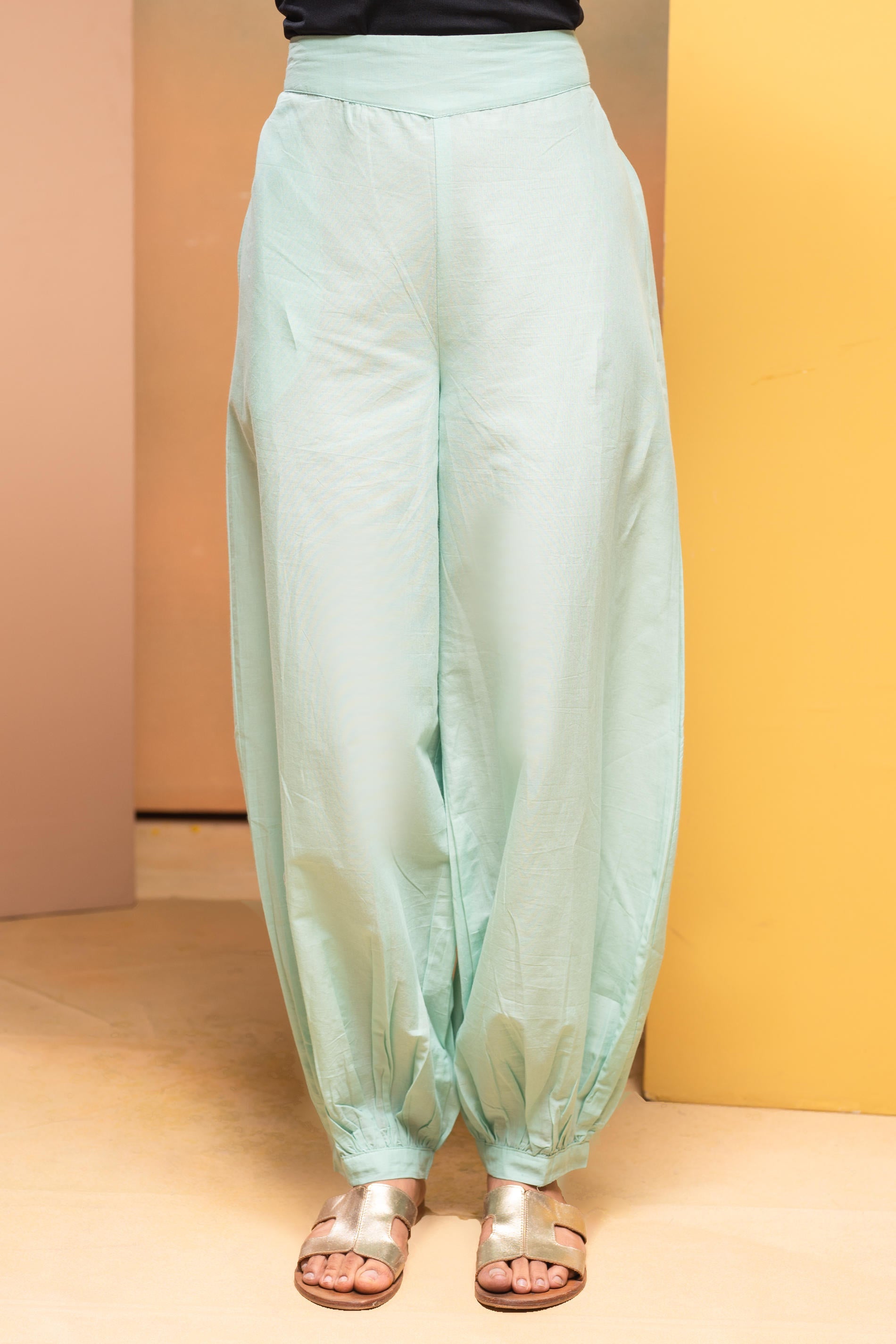 Mint Cotton Solid Pant For Women