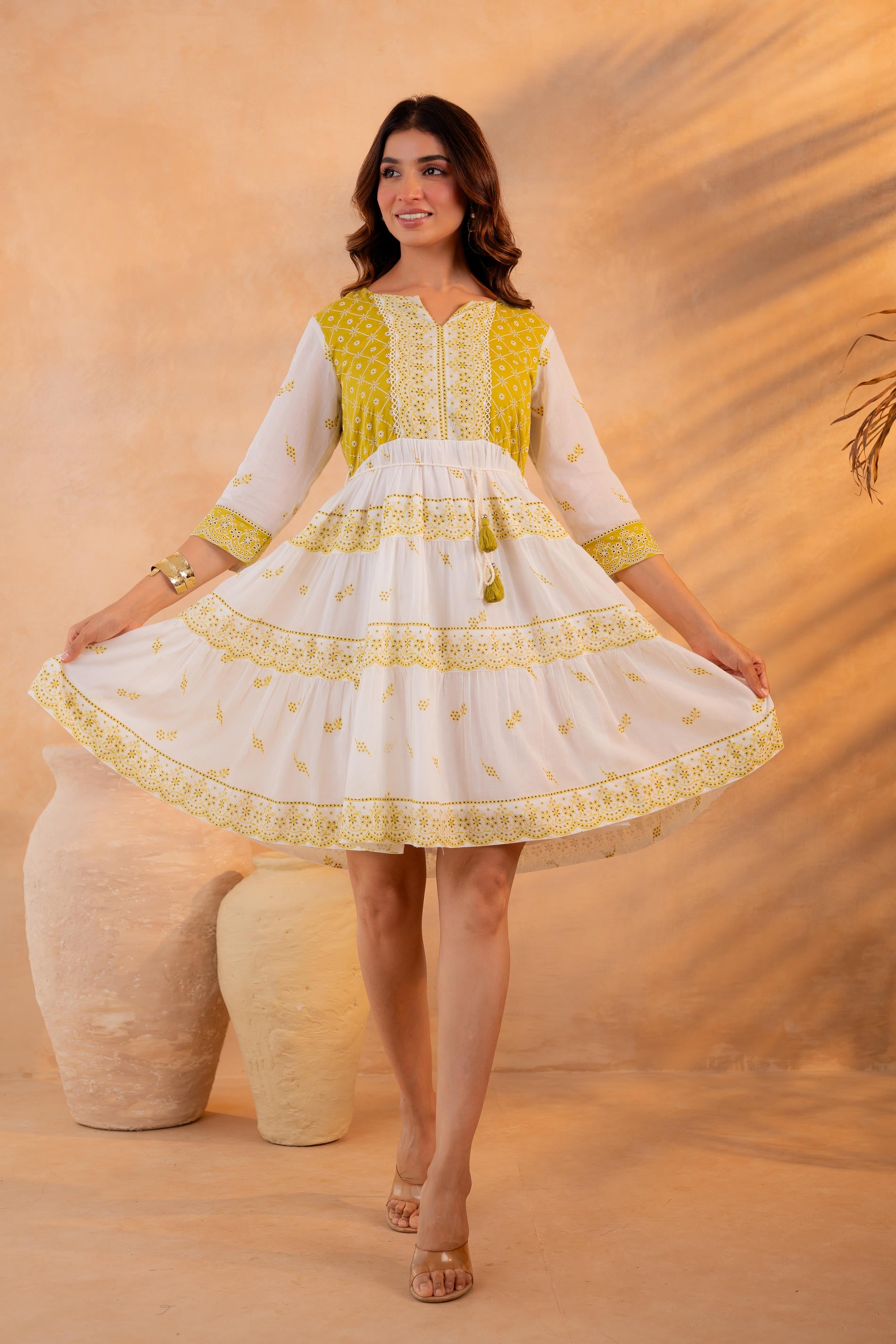 Lime Heritage Tier Dress