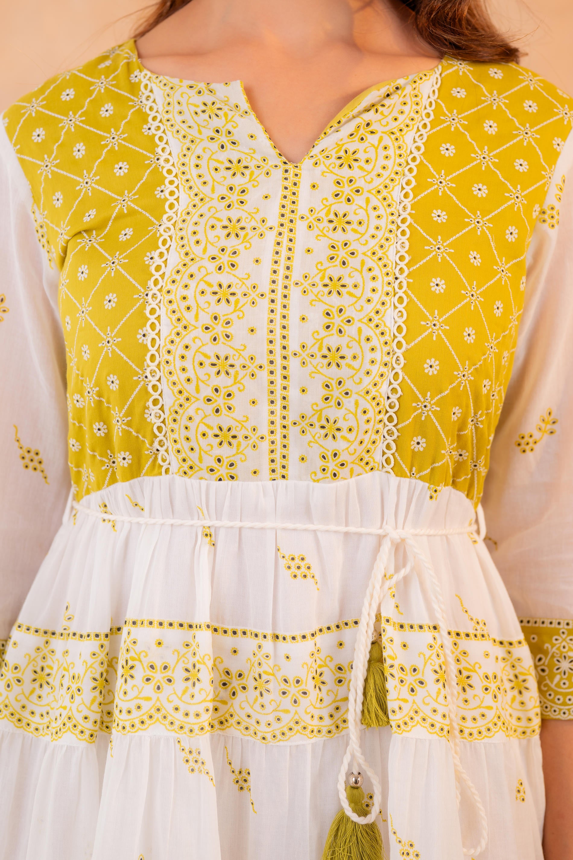 Lime Heritage Tier Dress