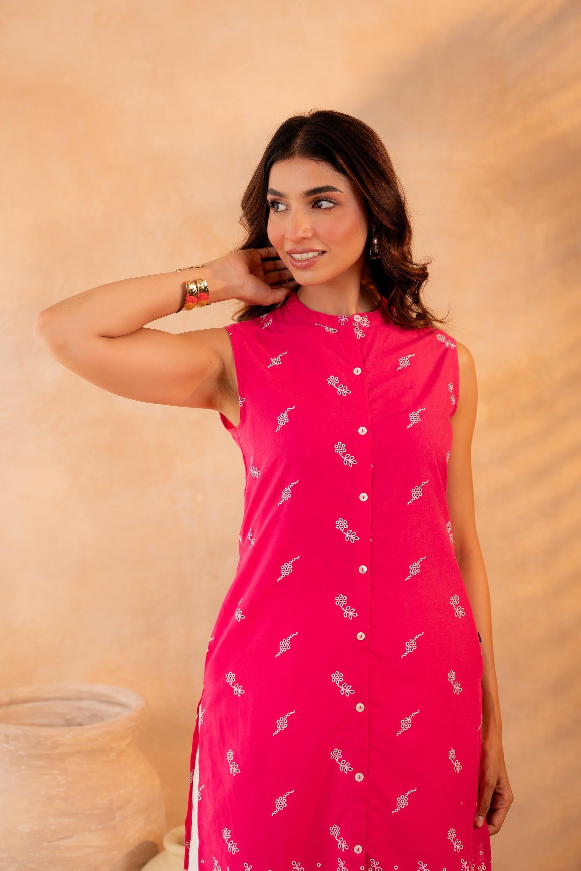 Fuchsia Bloom Border Kurta