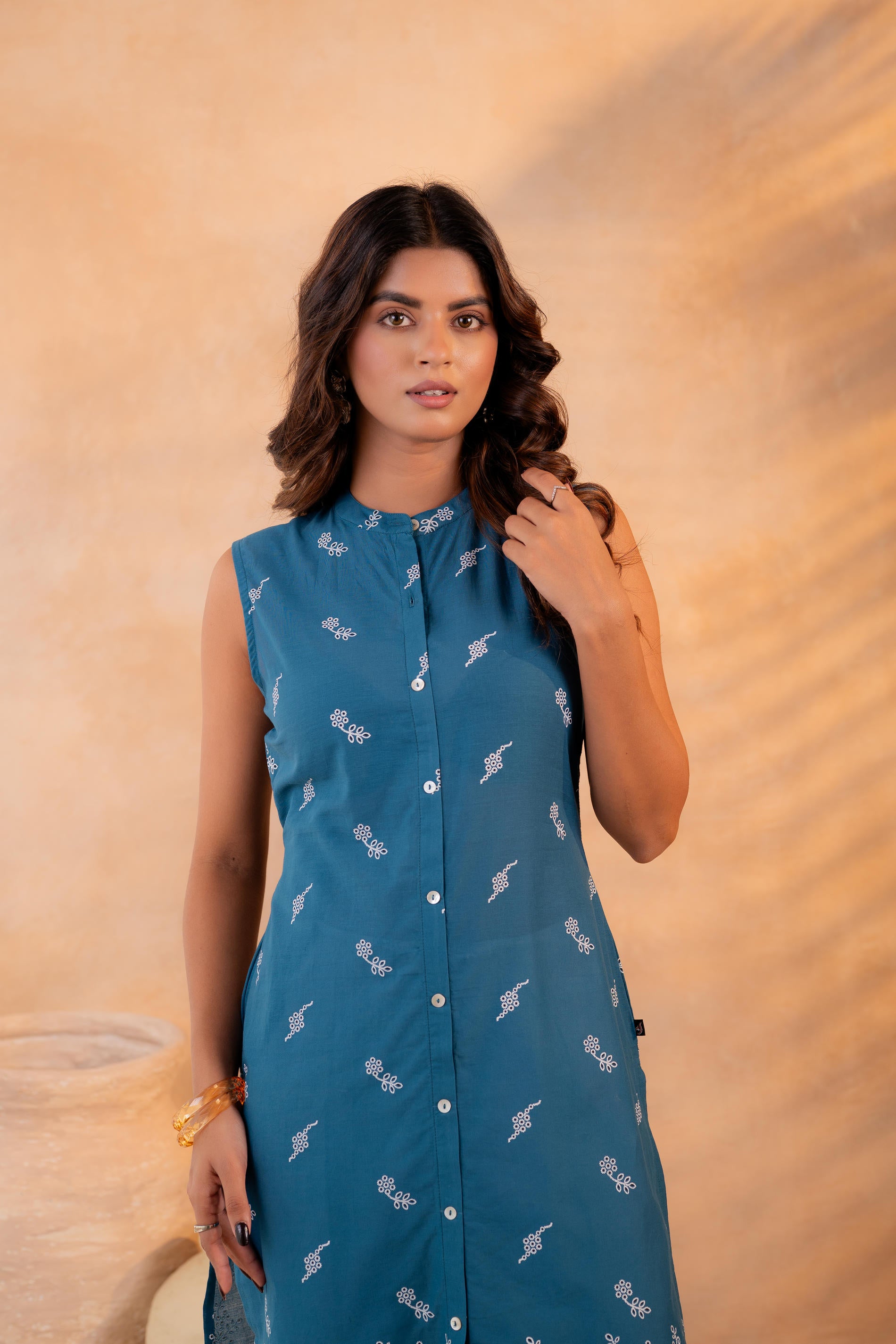 Indigo Bloom Border Kurta
