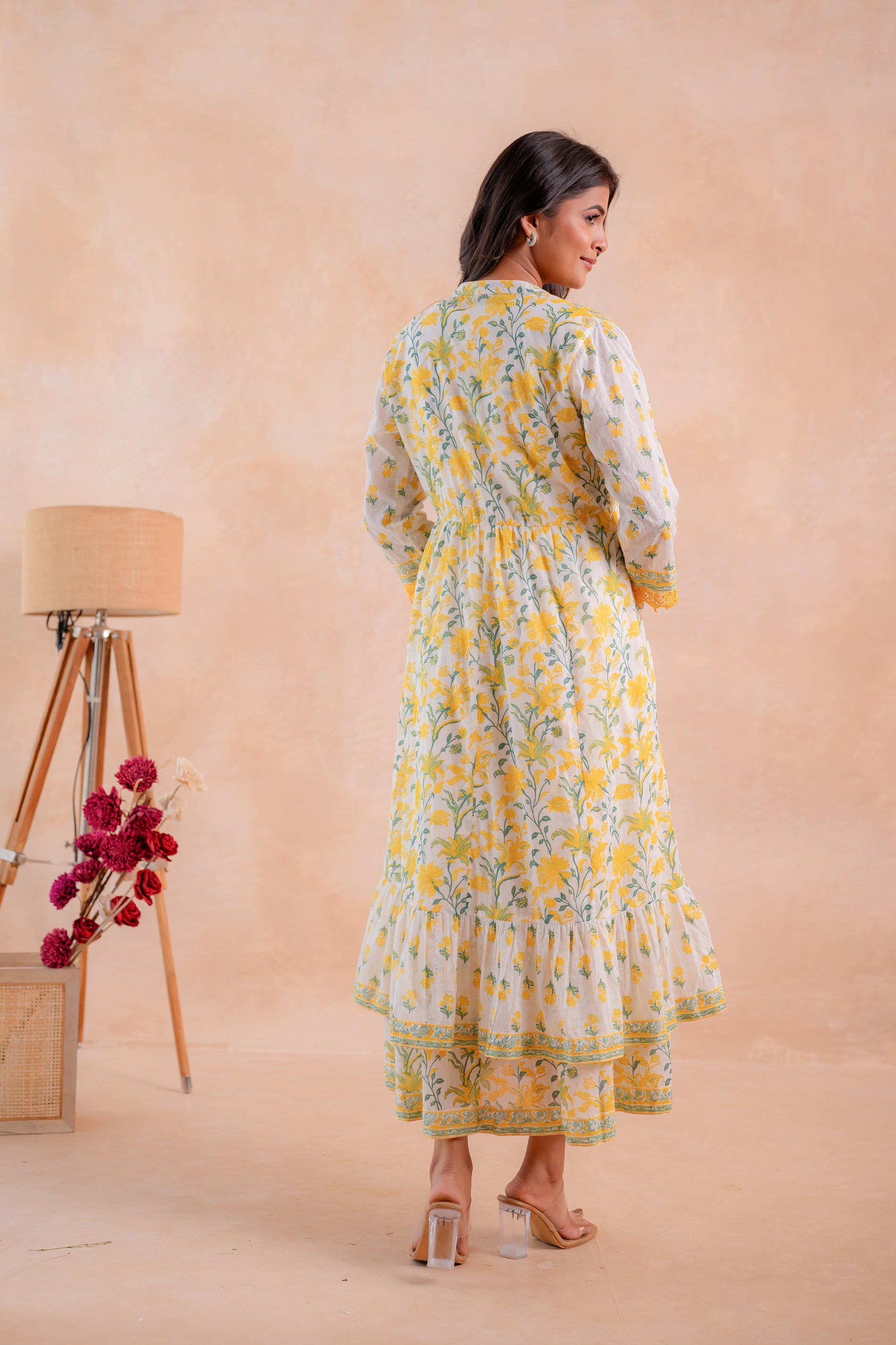 Sunlit Gulbahaar Floral Tiered Dress