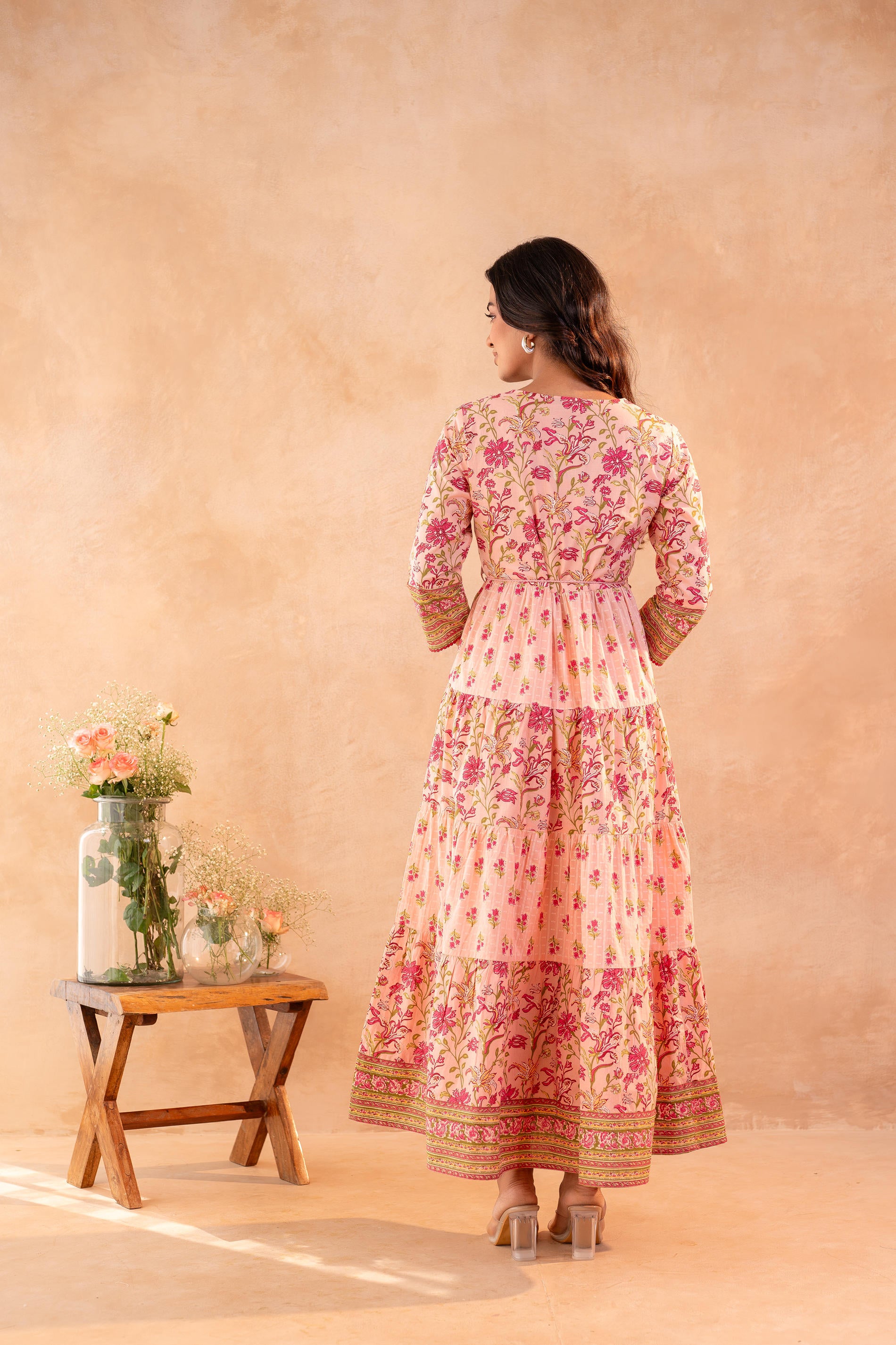 Gulbahar Bloom Peach Anarkali Dress