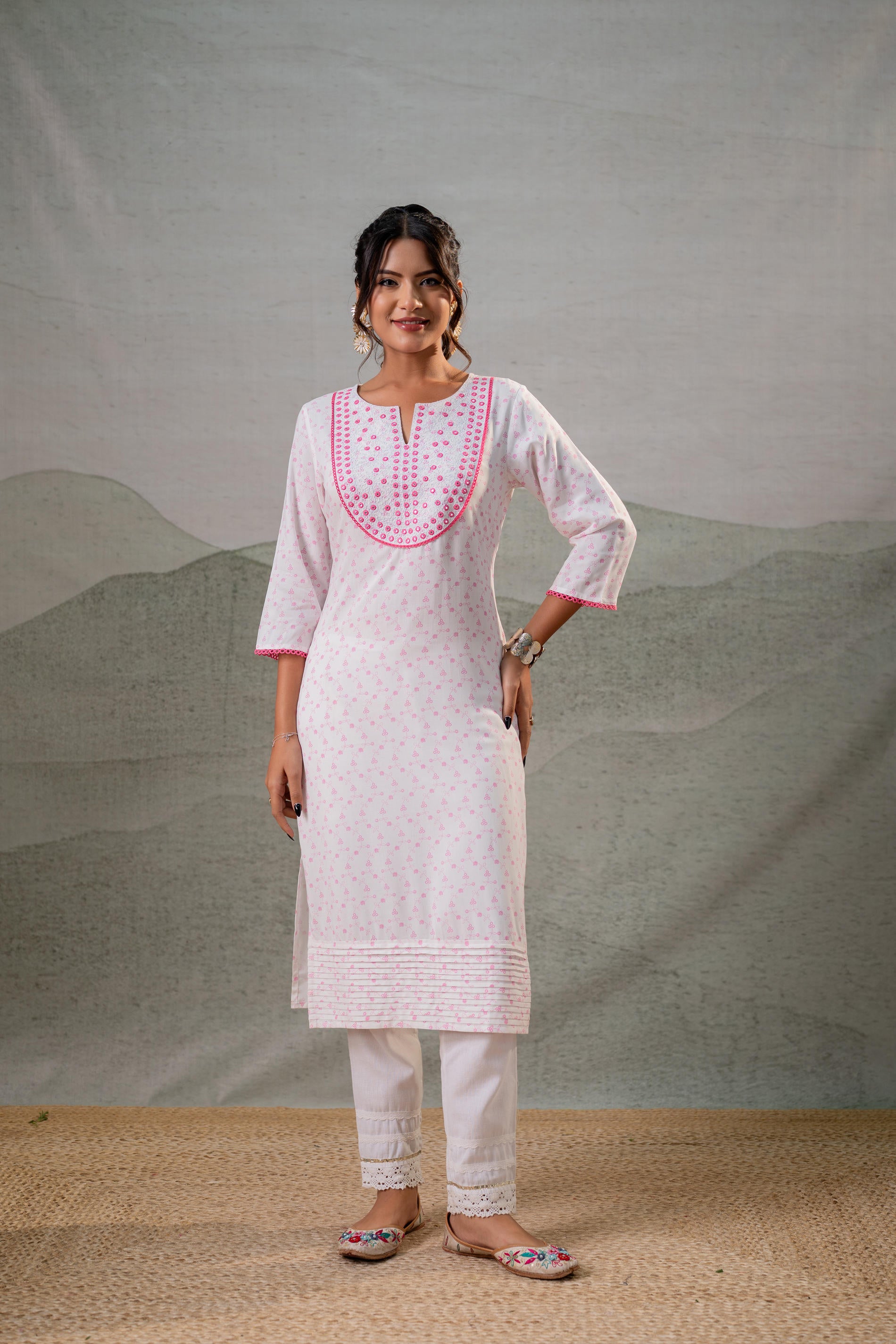 Rosebud Yoke Printed Kurta
