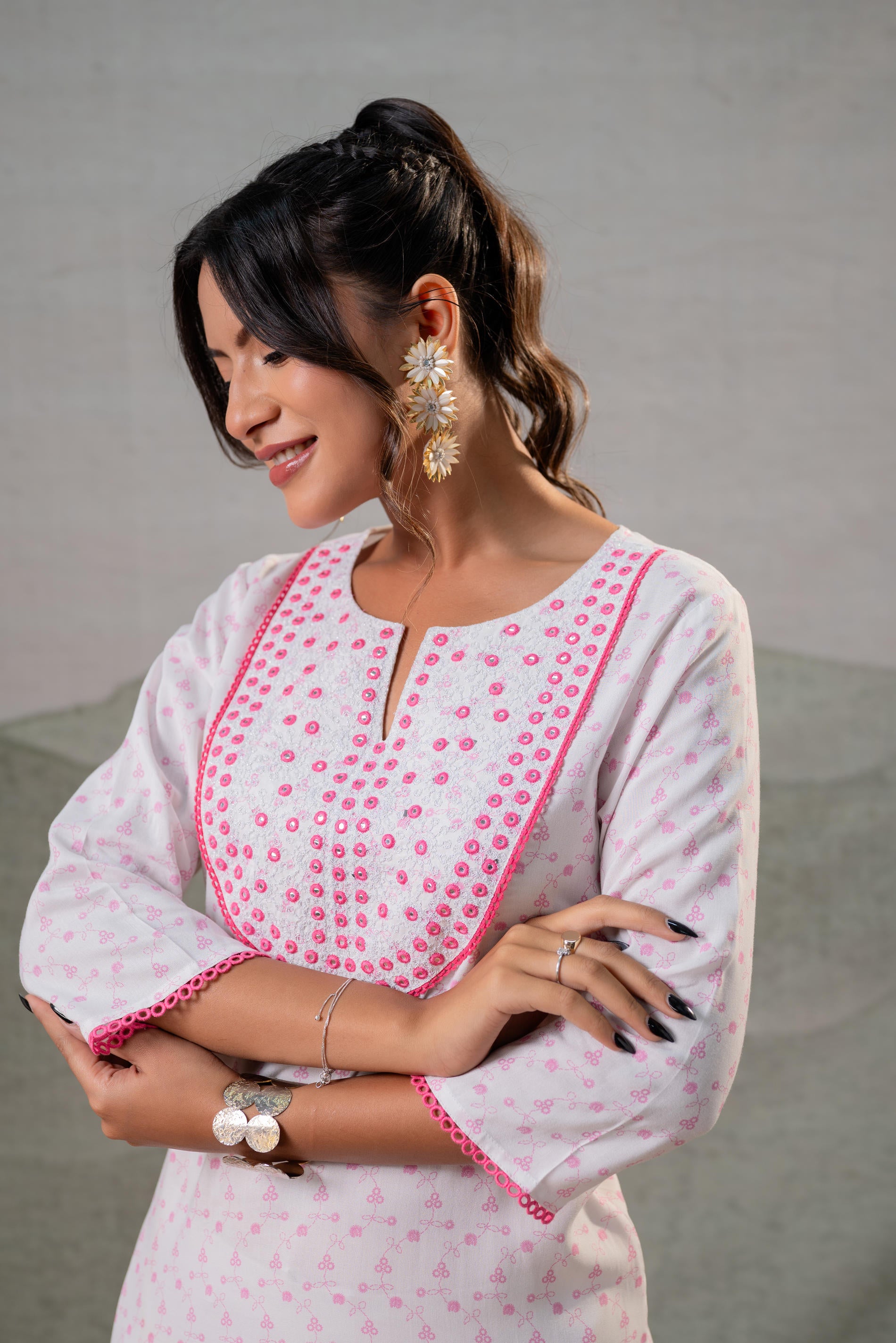 Rosebud Yoke Printed Kurta