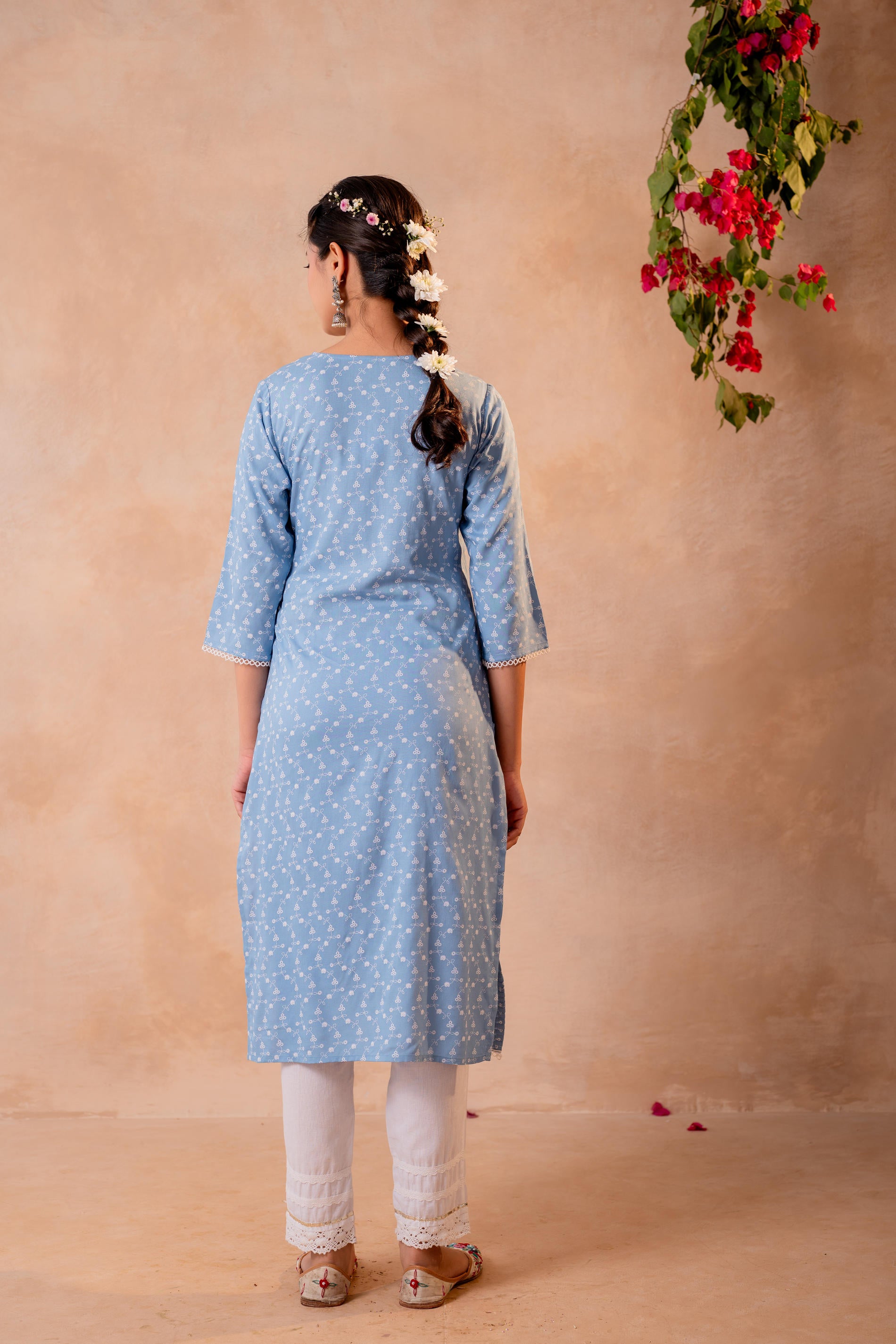 Sky Blue Yoke Printed Kurta