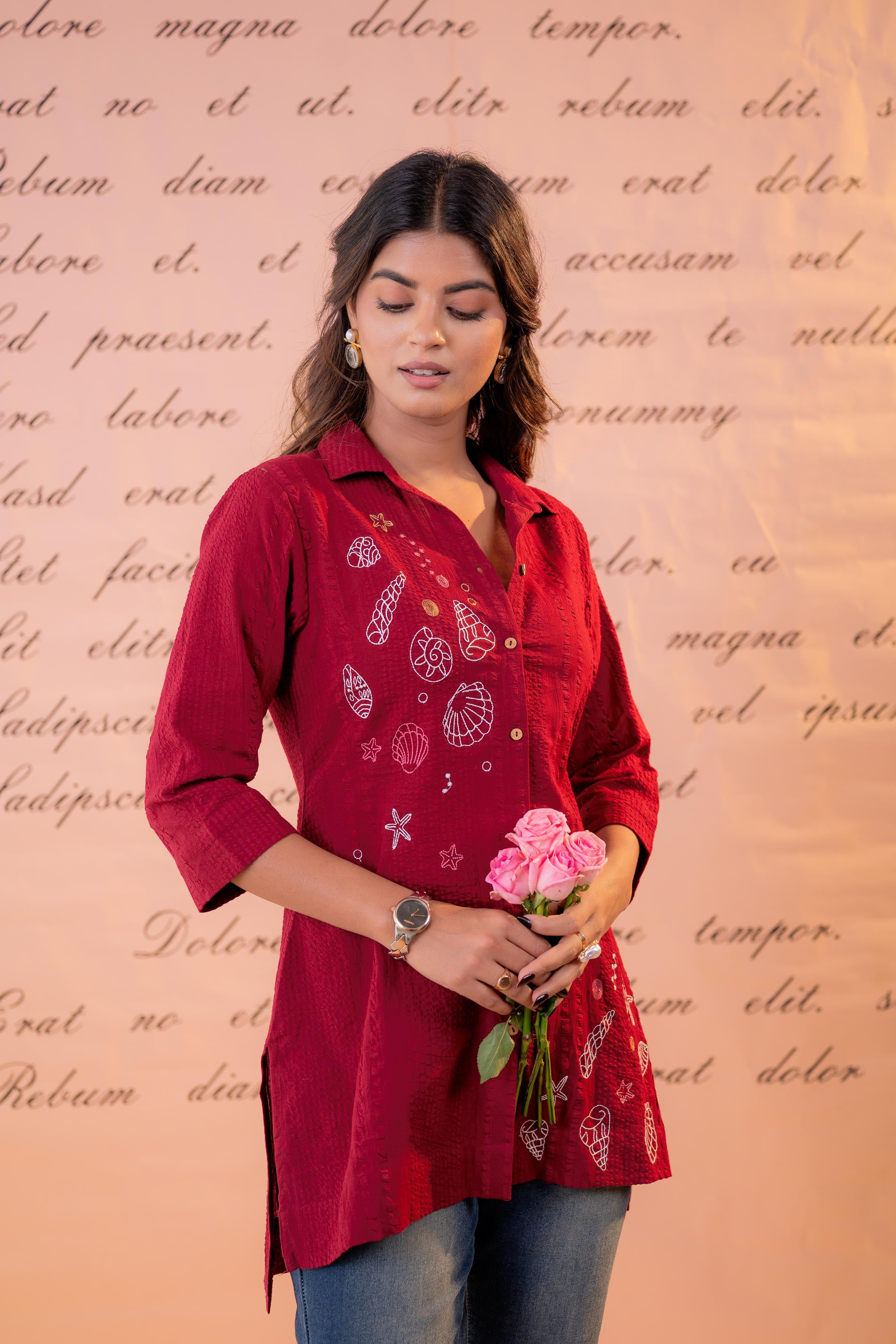 Maroon Shell Story Tunic