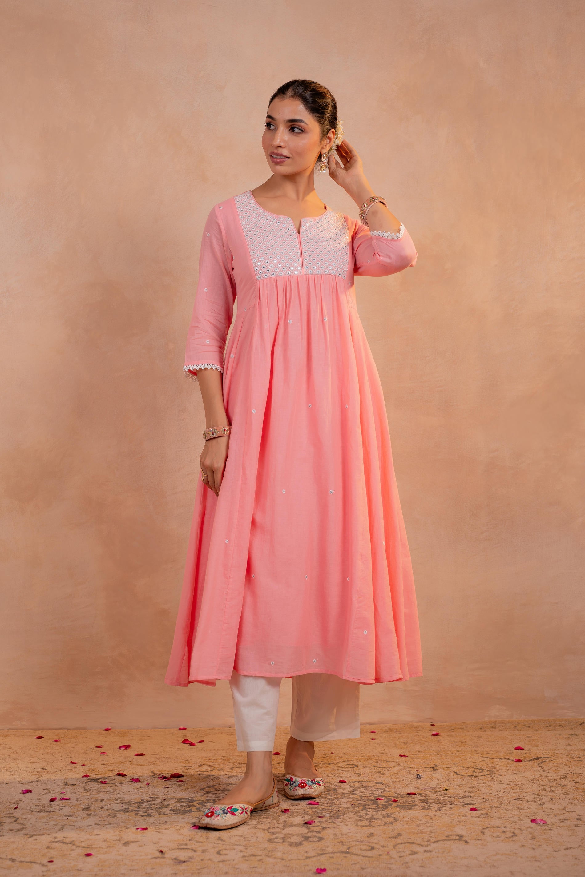 Blush Peach Noor Flared Kurta