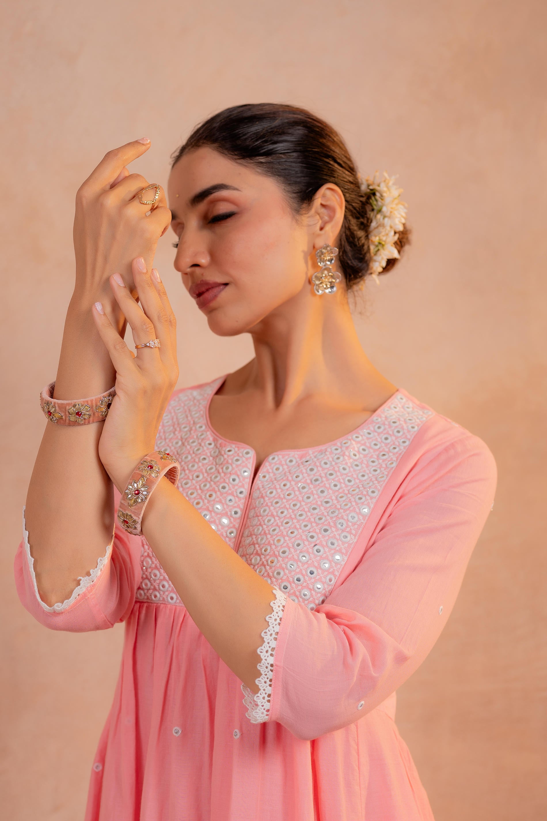 Blush Peach Noor Flared Kurta