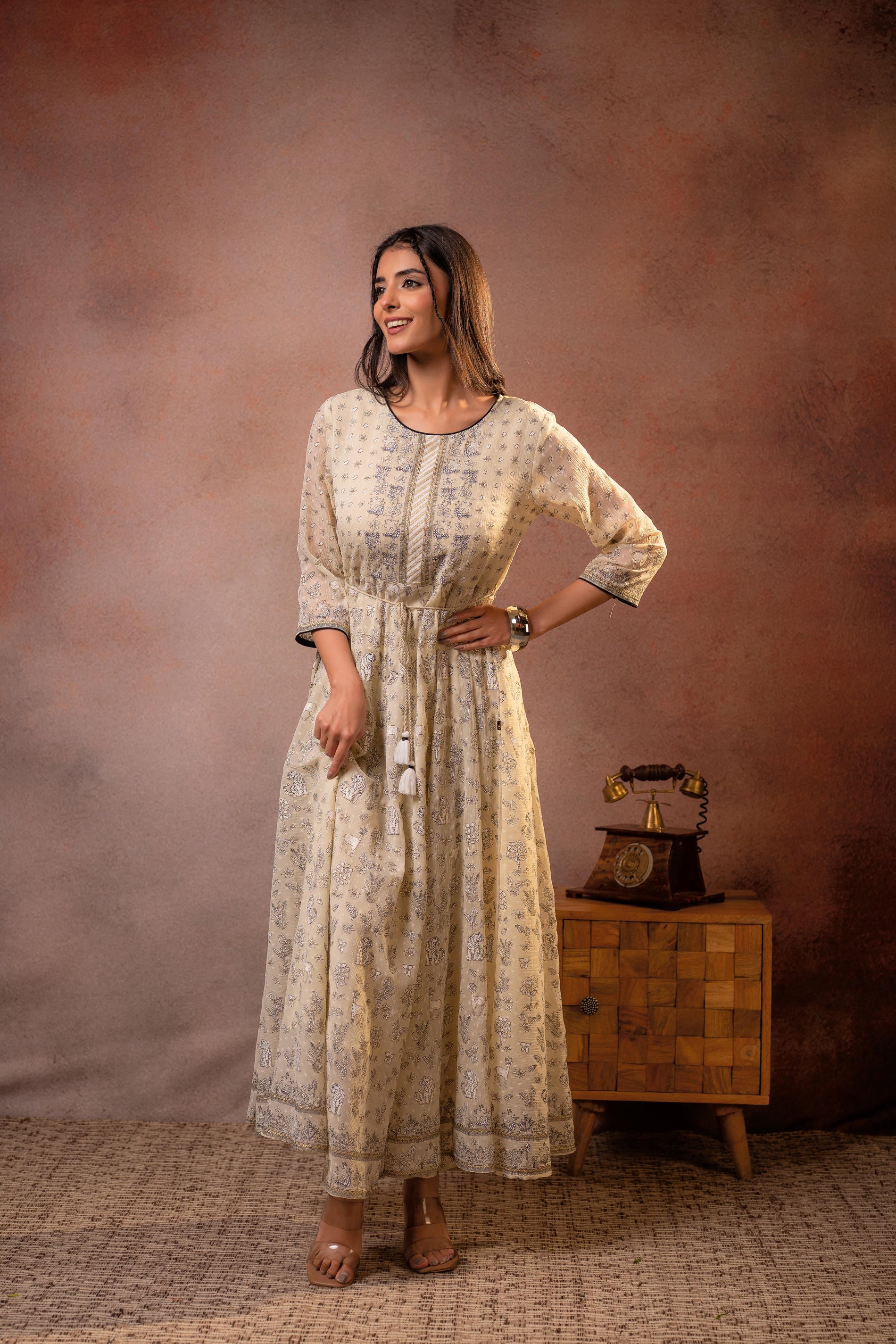 Beige Sheen Anarkali dress