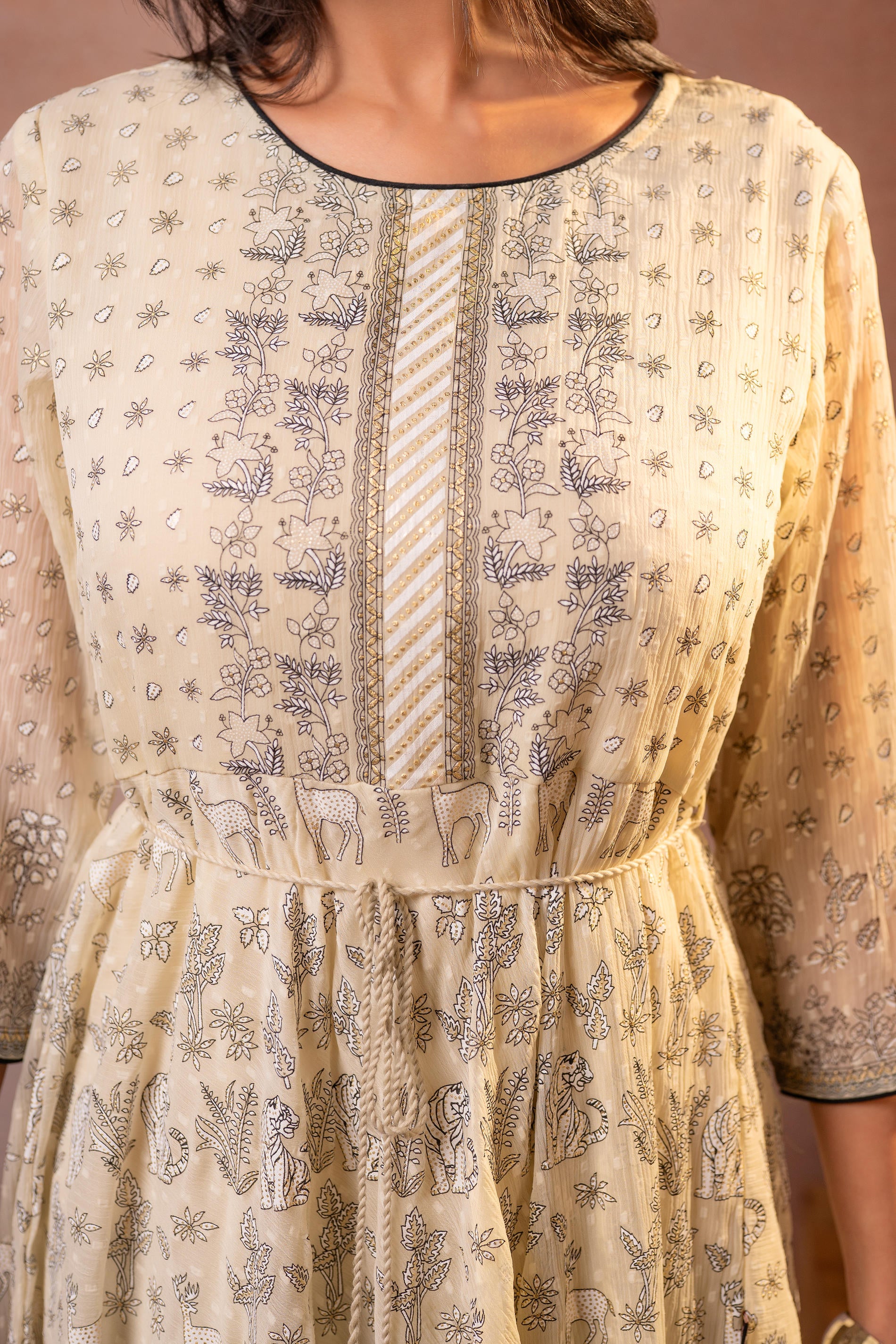 Beige Sheen Anarkali dress